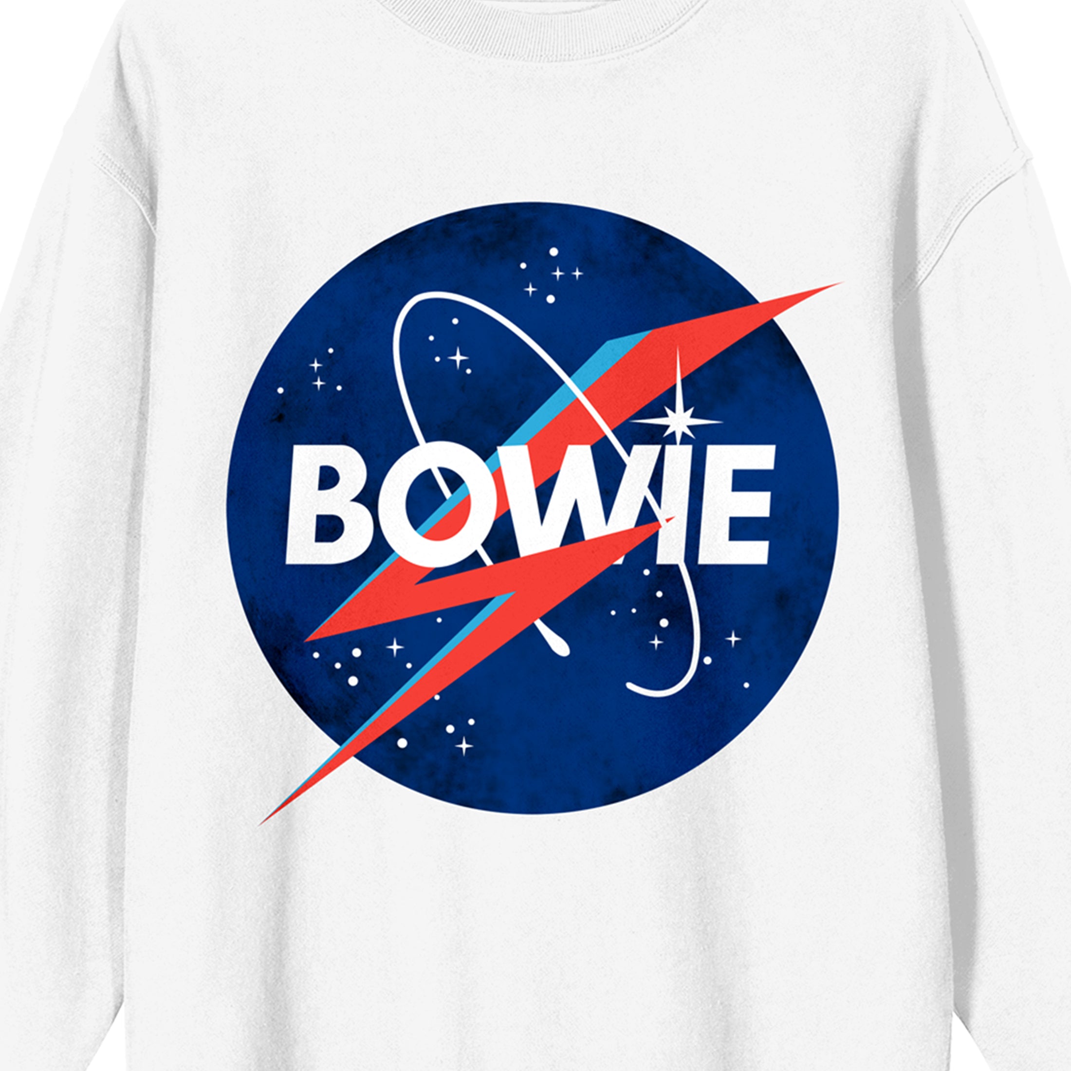 David Bowie Space Bowie Adult White Crew Neck Sweatshirt-Medium