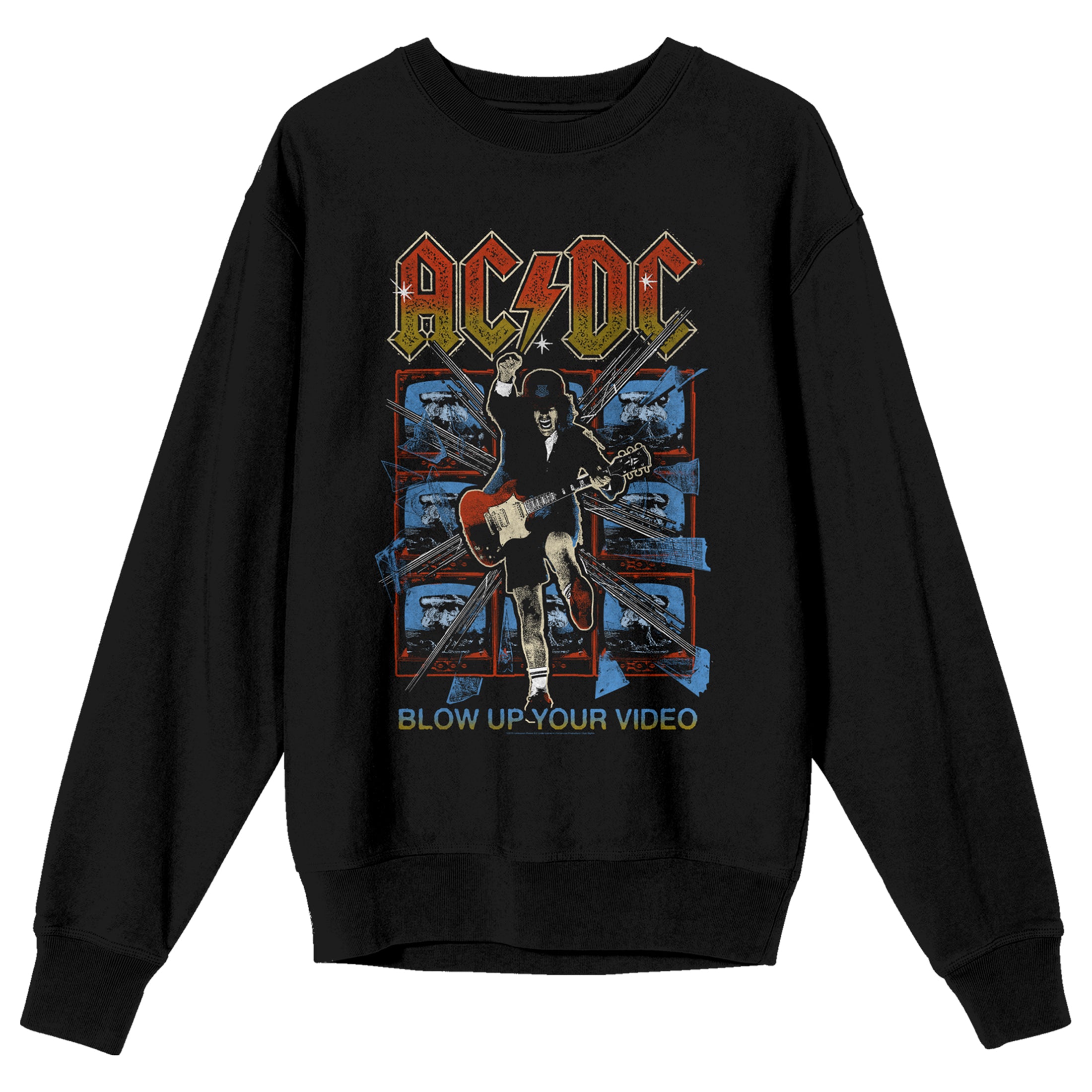 AC/DC Blow Up Your Video Adult Black Crew Neck Sweatshirt
