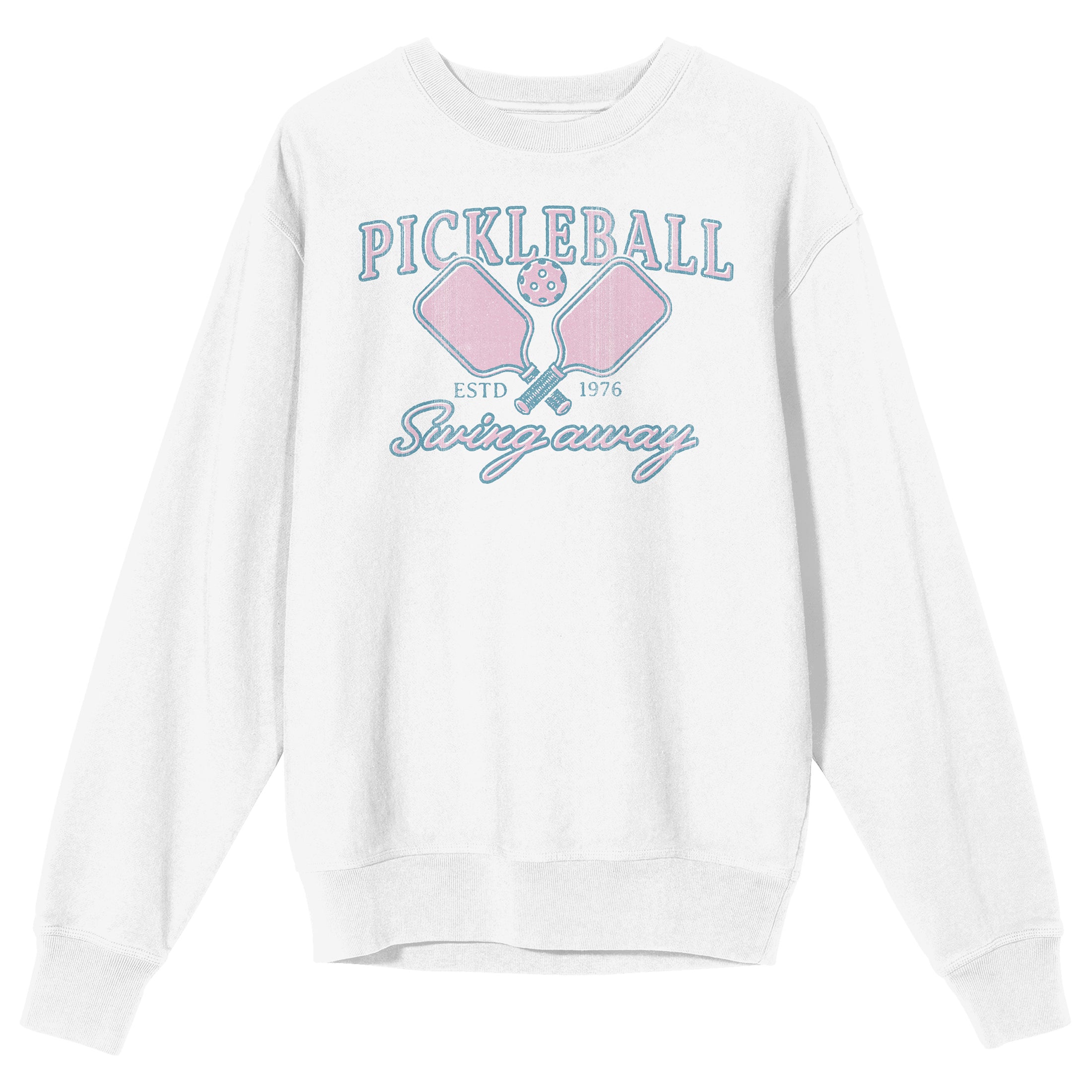 Pickleball Est. 1976 Swing Away Adult White Crew Neck Sweatshirt