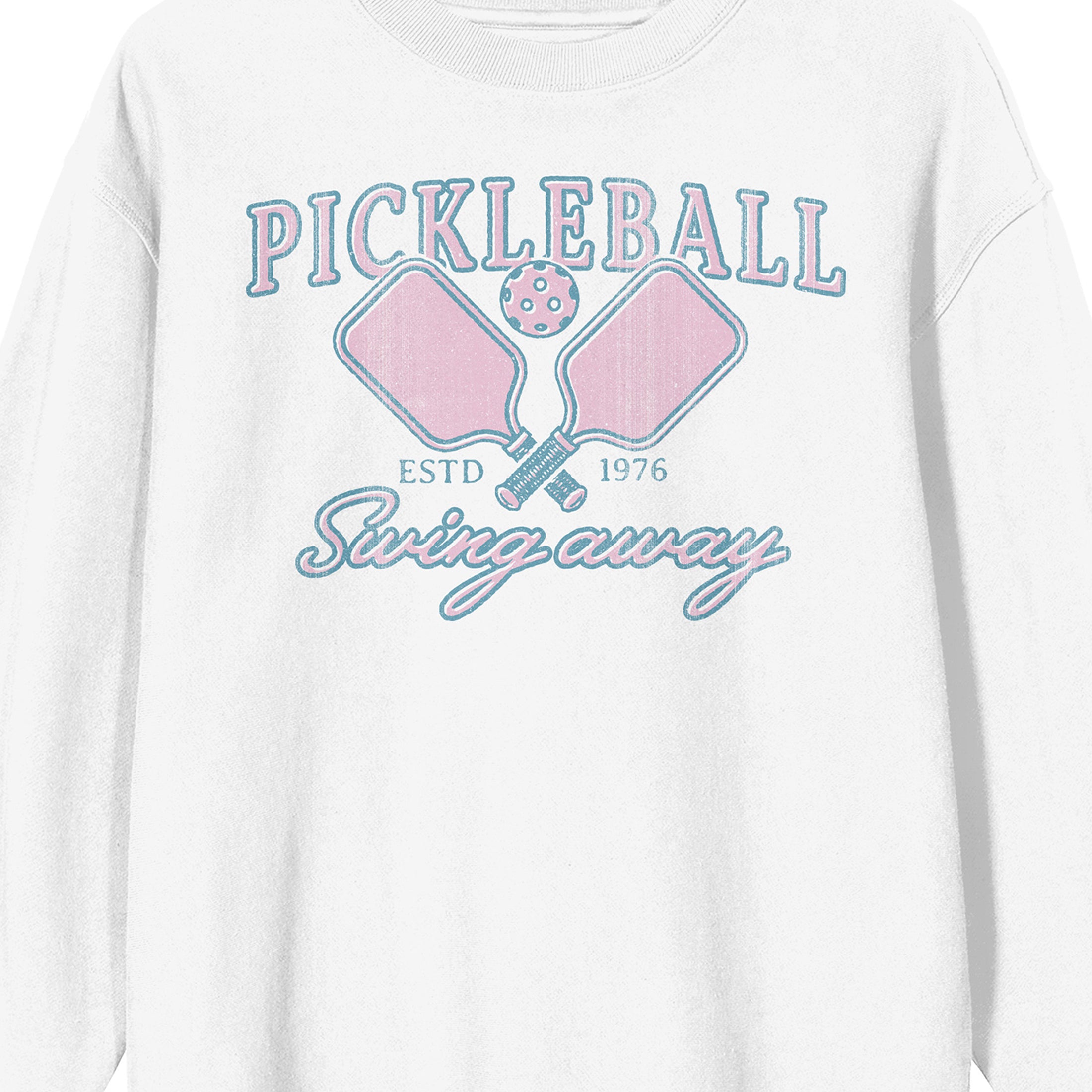 Pickleball Est. 1976 Swing Away Adult White Crew Neck Sweatshirt