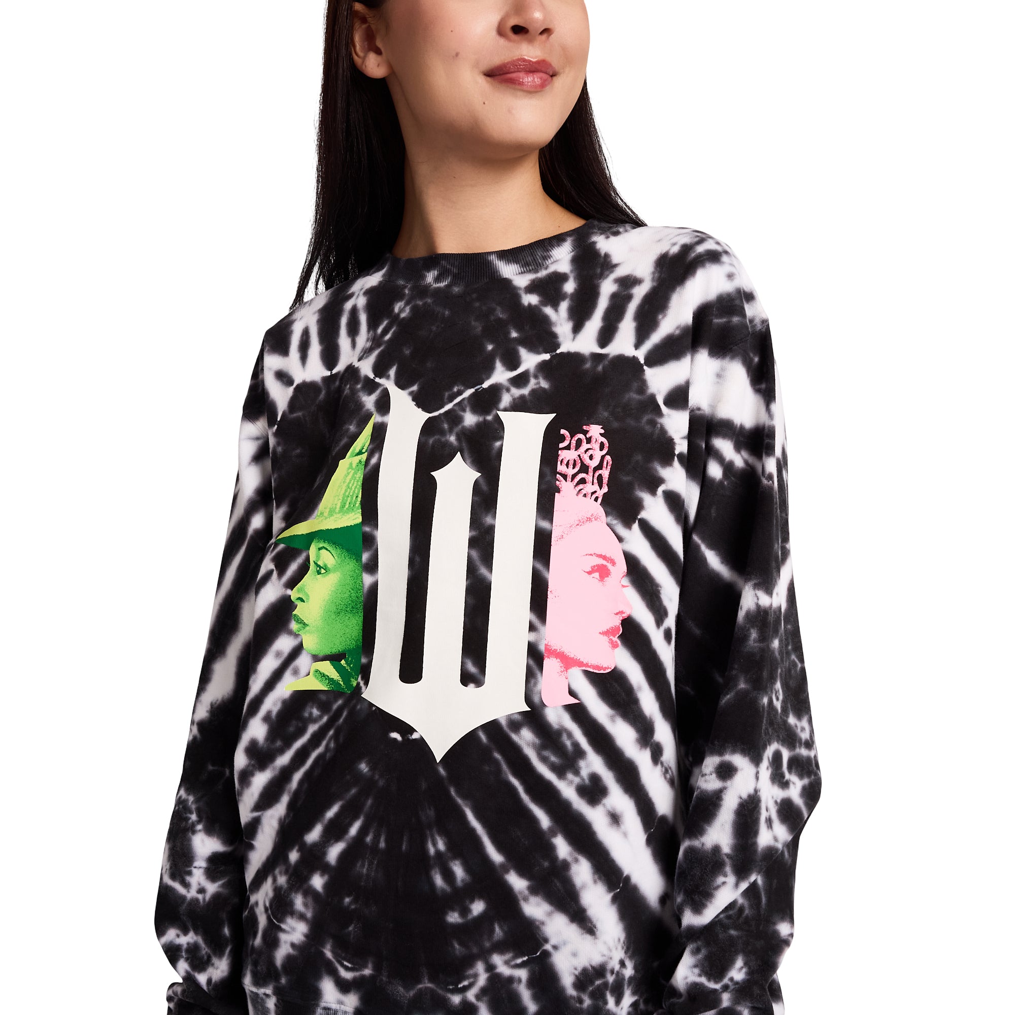 Wicked Part 1 Logo Heart Women’s Black Crew Neck Long Sleeve Fleece Sweatshirt