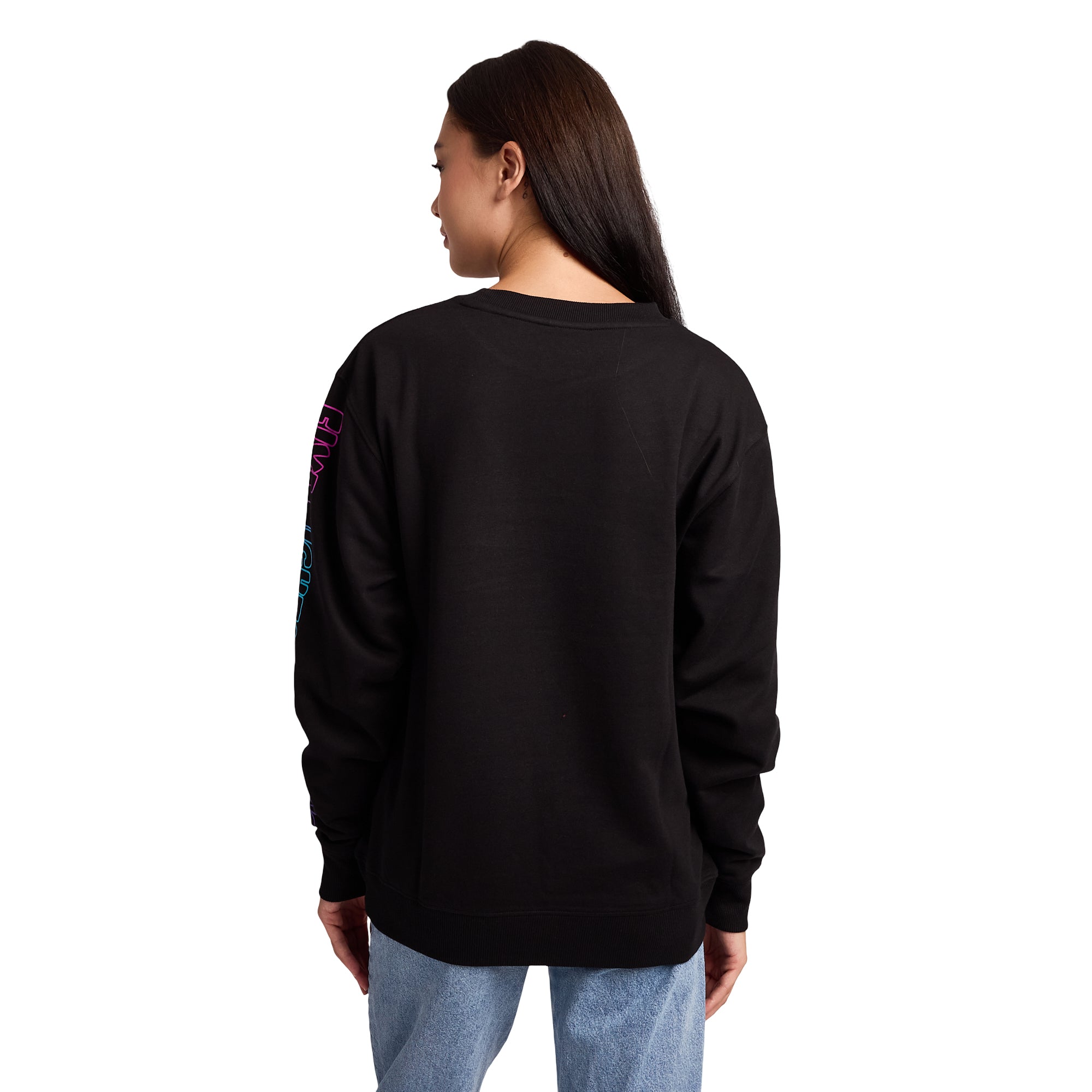 Five Nights At Freddy's Group Shot Women's Black Crew Neck Long Sleeve Fleece Sweatshirt