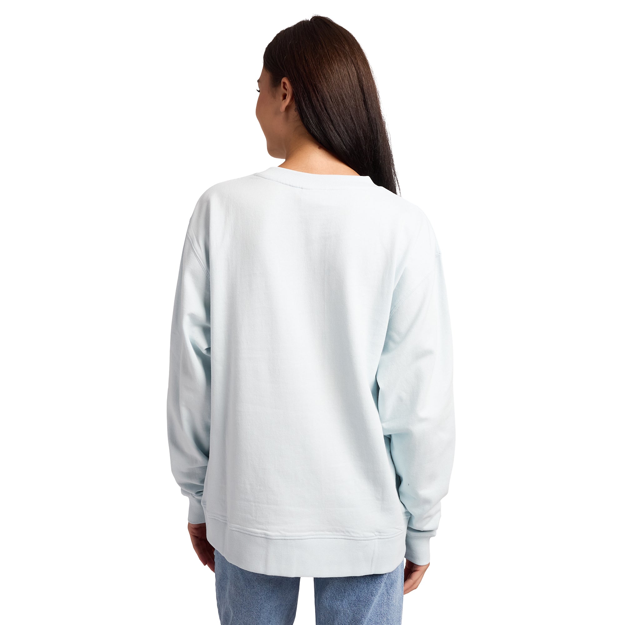 Cinnamoroll Strawberries Women's Light Blue Crew Neck Long Sleeve Fleece Sweatshirt