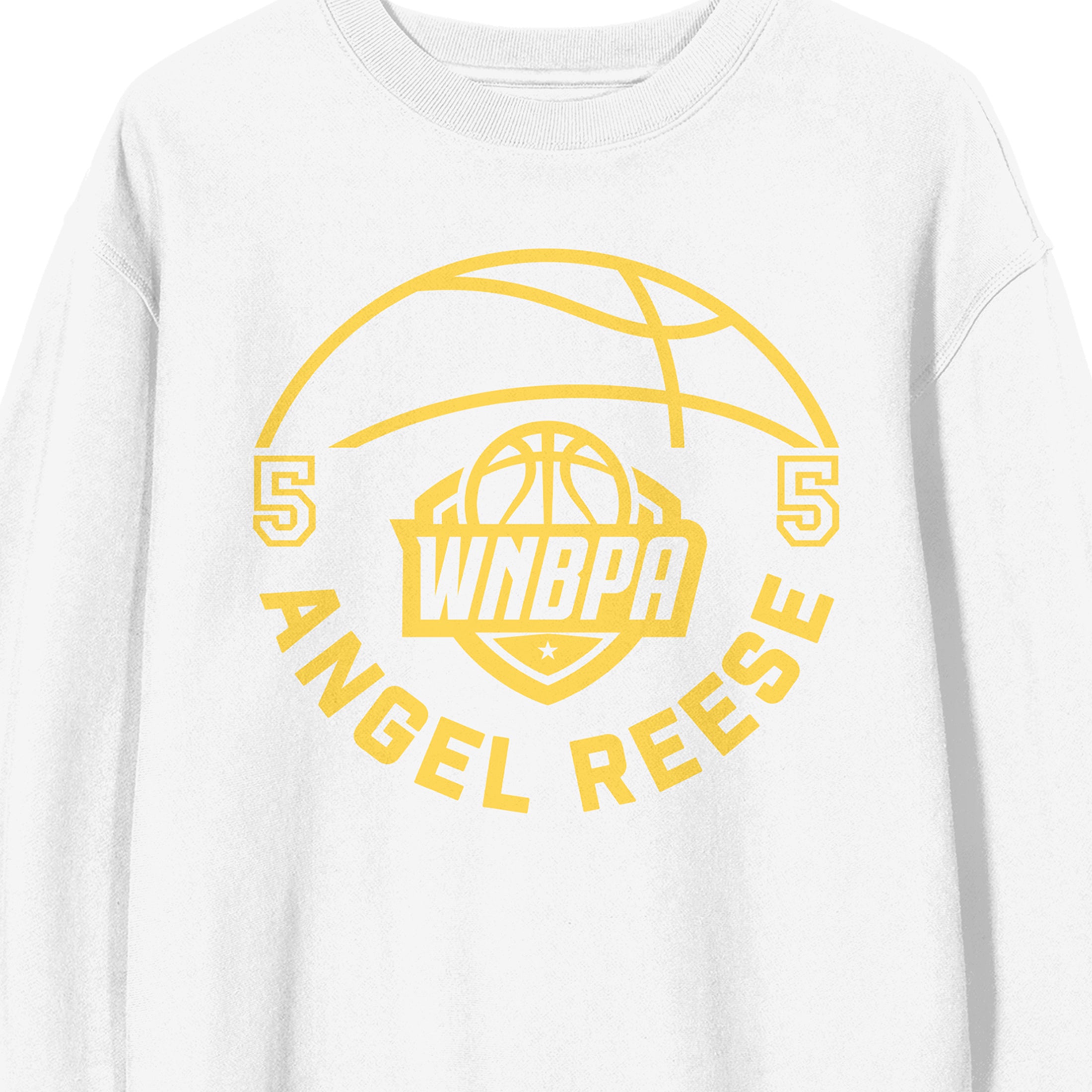 WNBPA Angel Reese Women's White Crew Neck Long Sleeve Sweatshirt