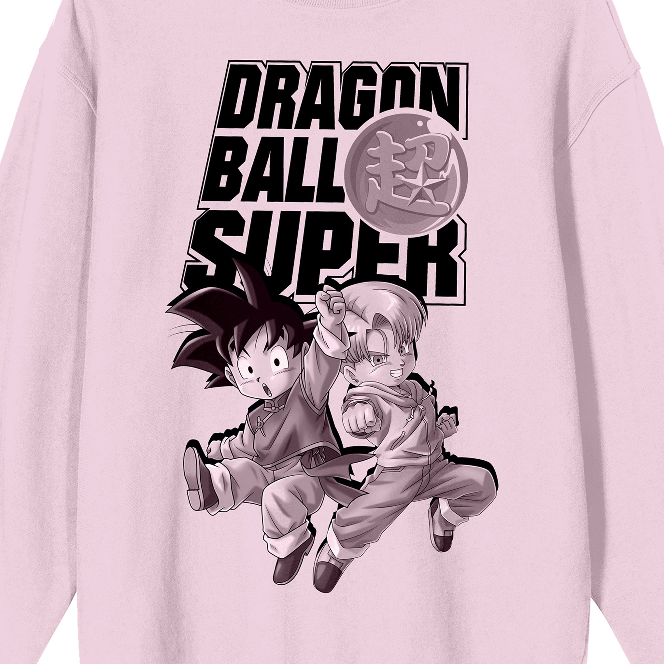 Dragon Ball Super Chibi Art Crew Neck Long Sleeve Cradle Pink Adult Tee-Small