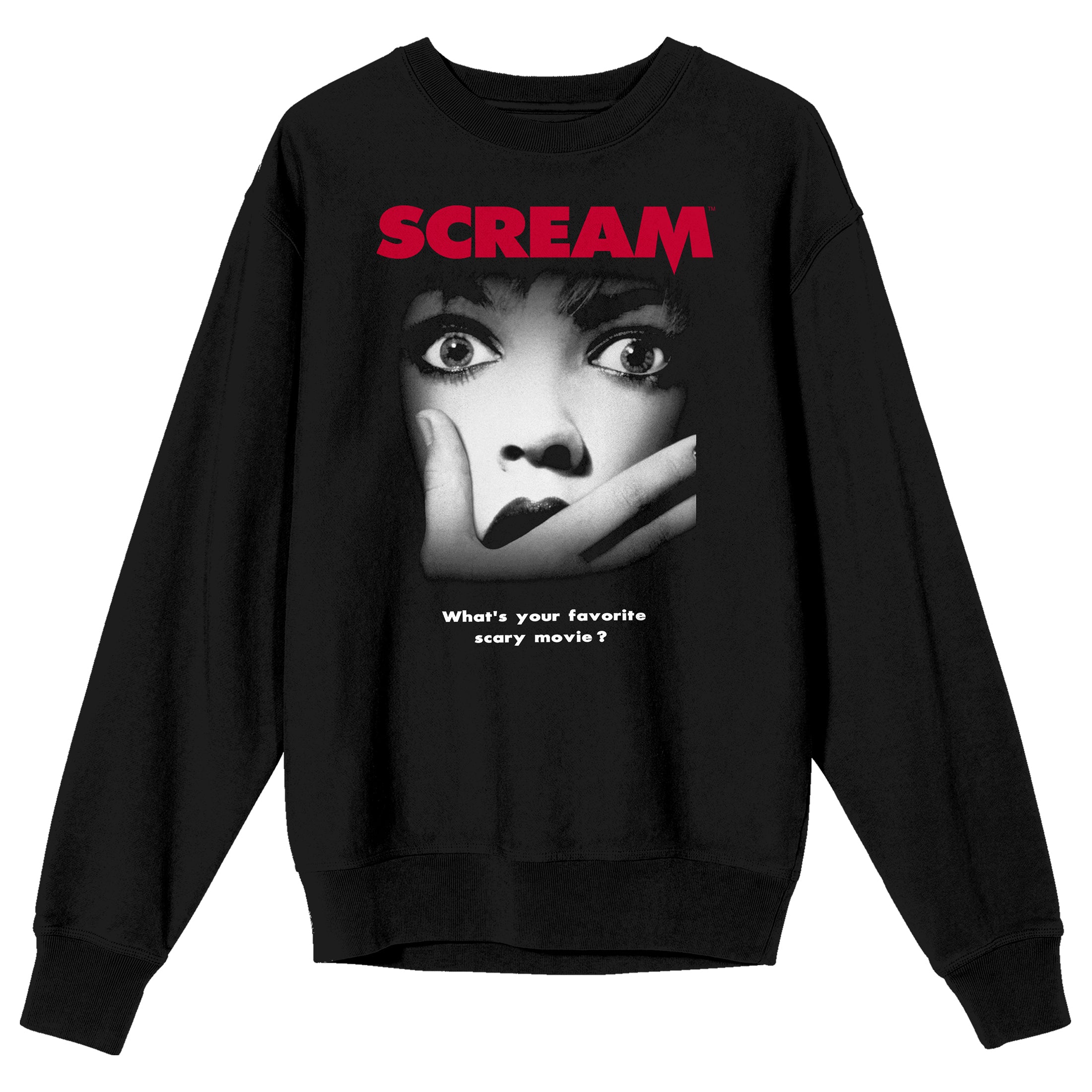 Scream 1-3 Movie Poster Crew Neck Long Sleeve Black Adult Sweatshirt-Medium
