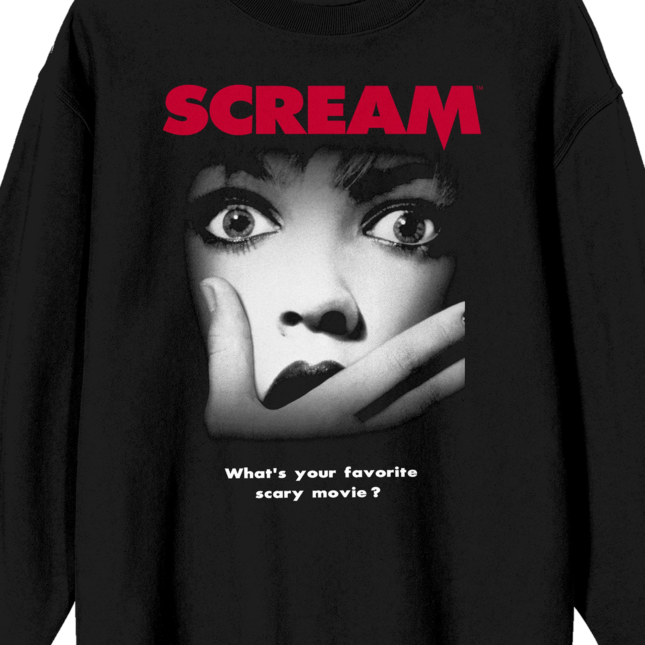Scream 1-3 Movie Poster Crew Neck Long Sleeve Black Adult Sweatshirt-Medium