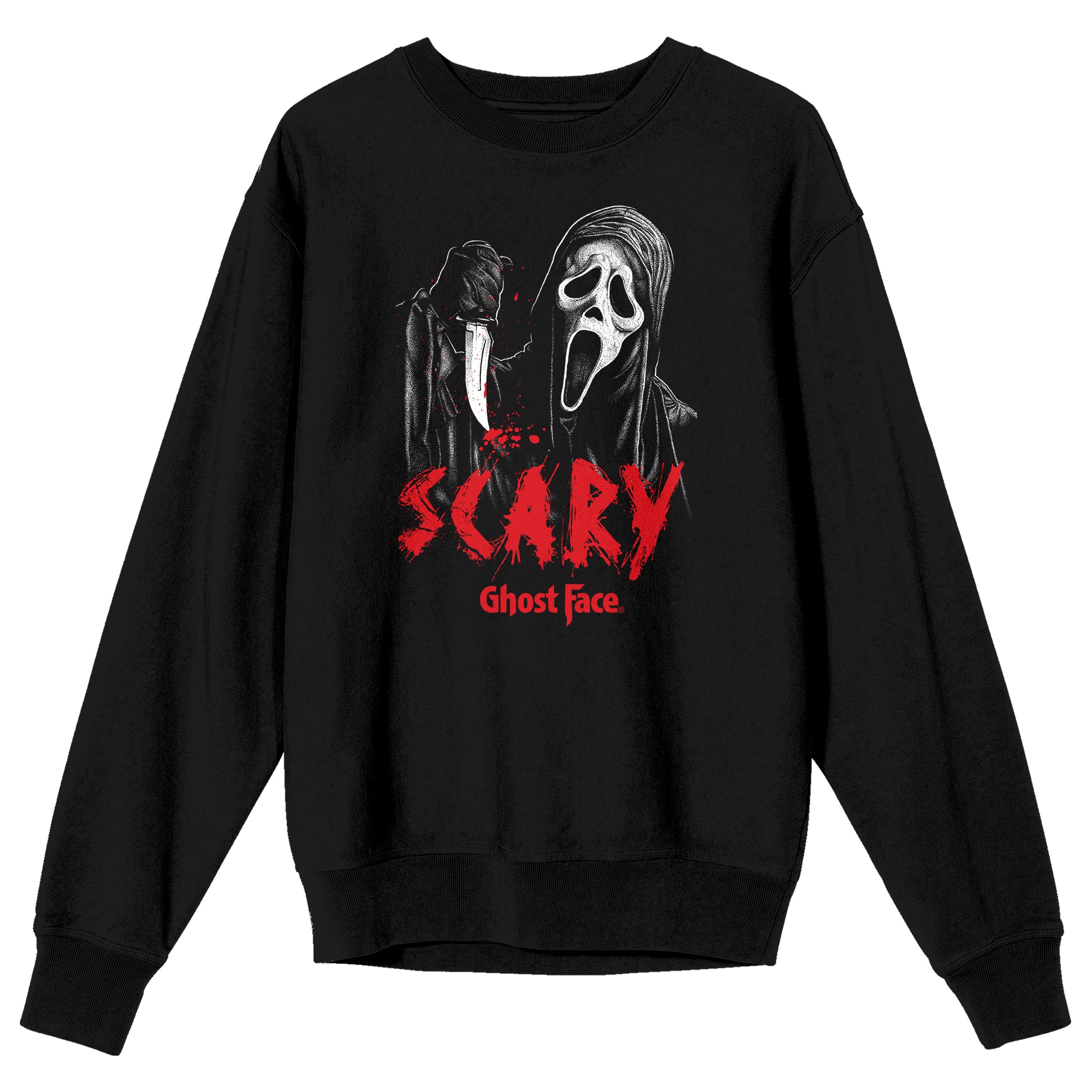 Ghostface Scary Mask Men's Black Crew Neck Sweatshirt