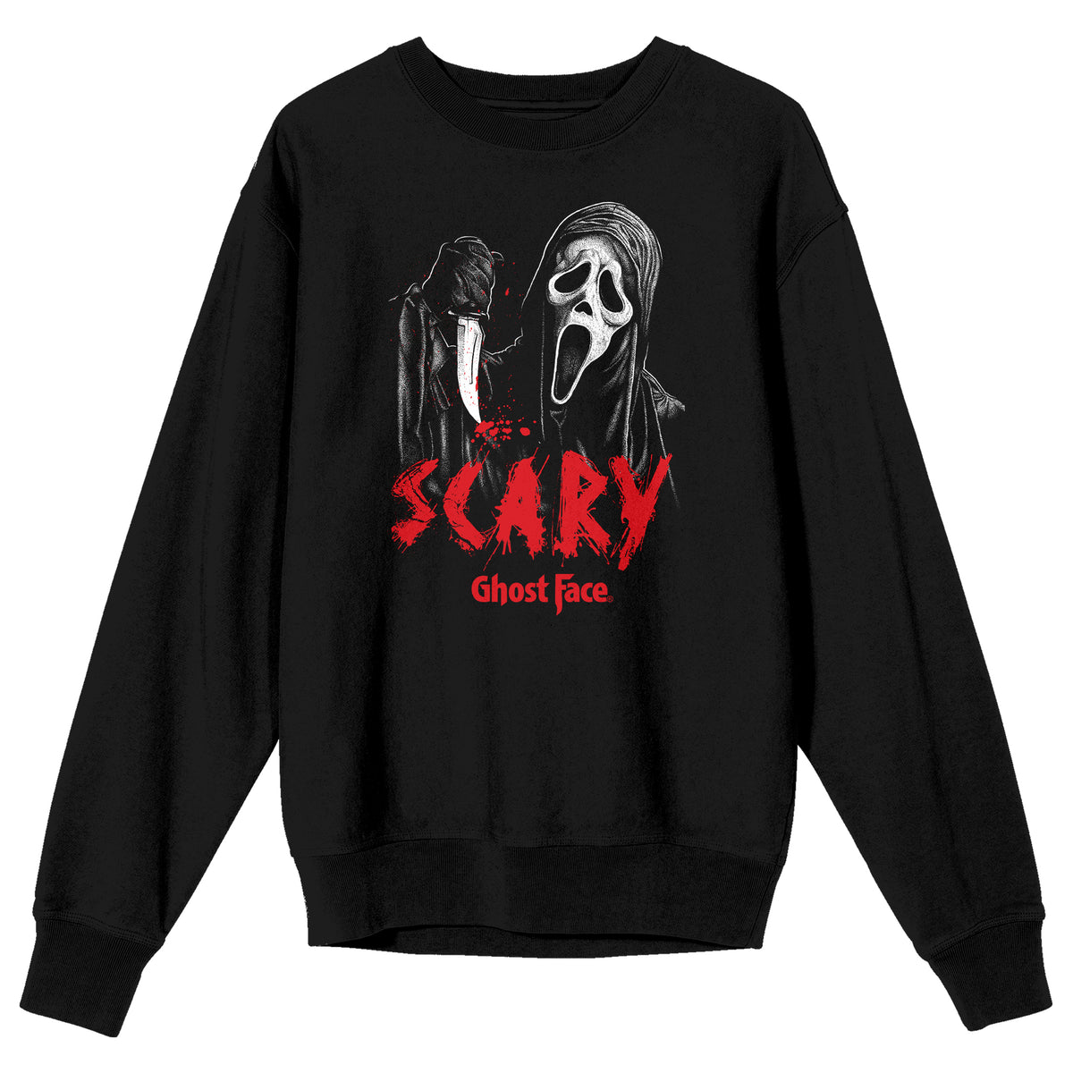 Ghostface Scary Mask Men's Black Crew Neck Sweatshirt