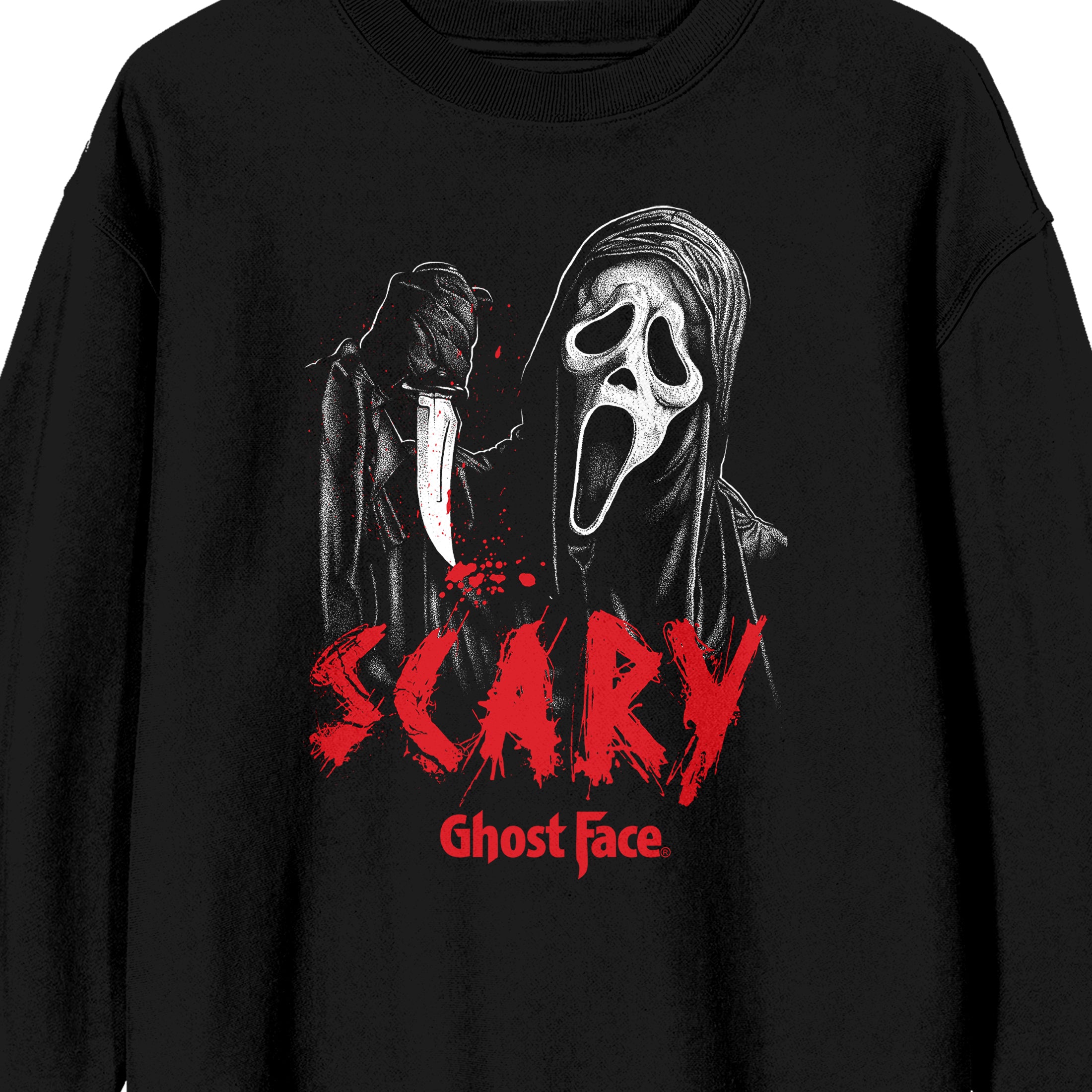 Ghostface Scary Mask Men's Black Crew Neck Sweatshirt-Small