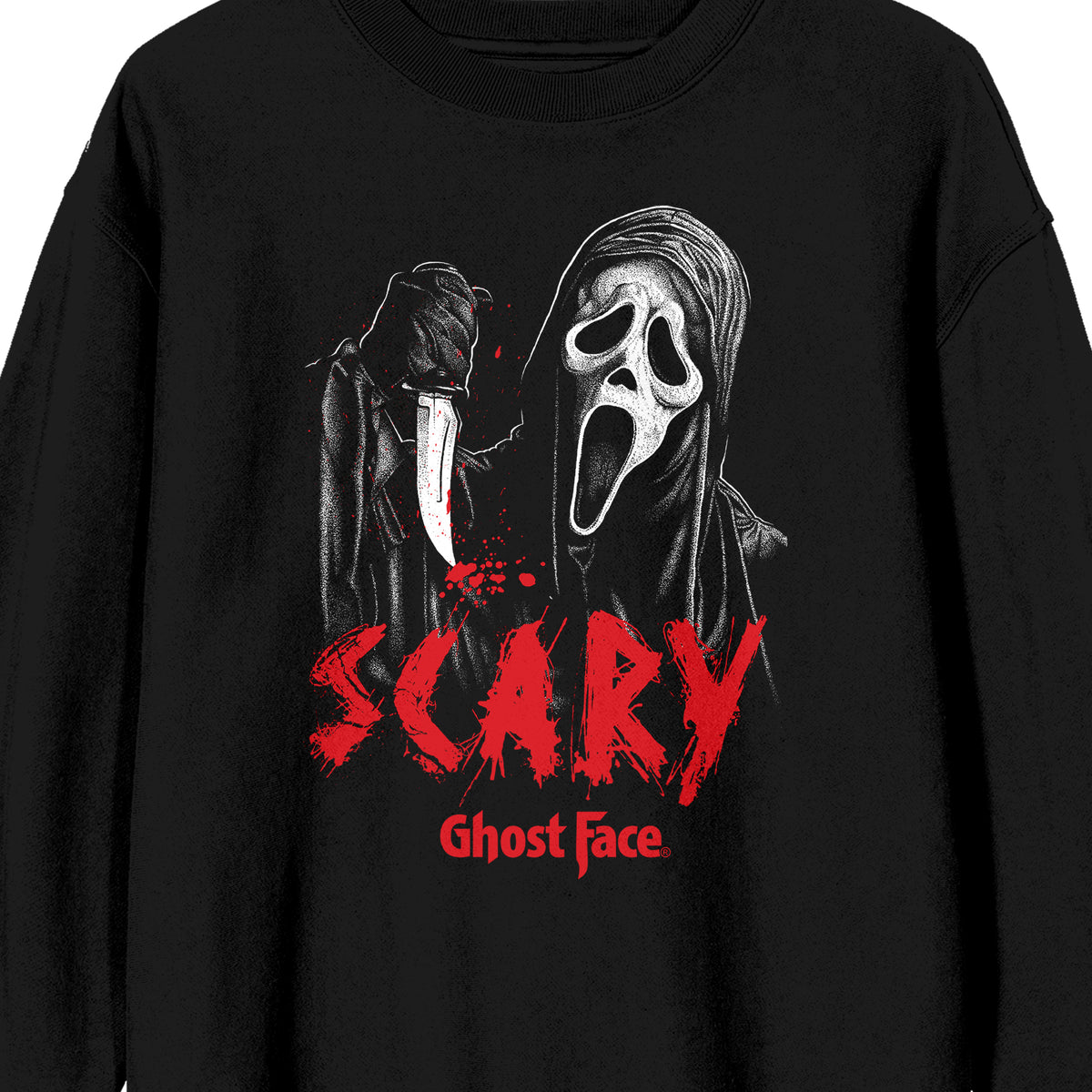Ghostface Scary Mask Men's Black Crew Neck Sweatshirt