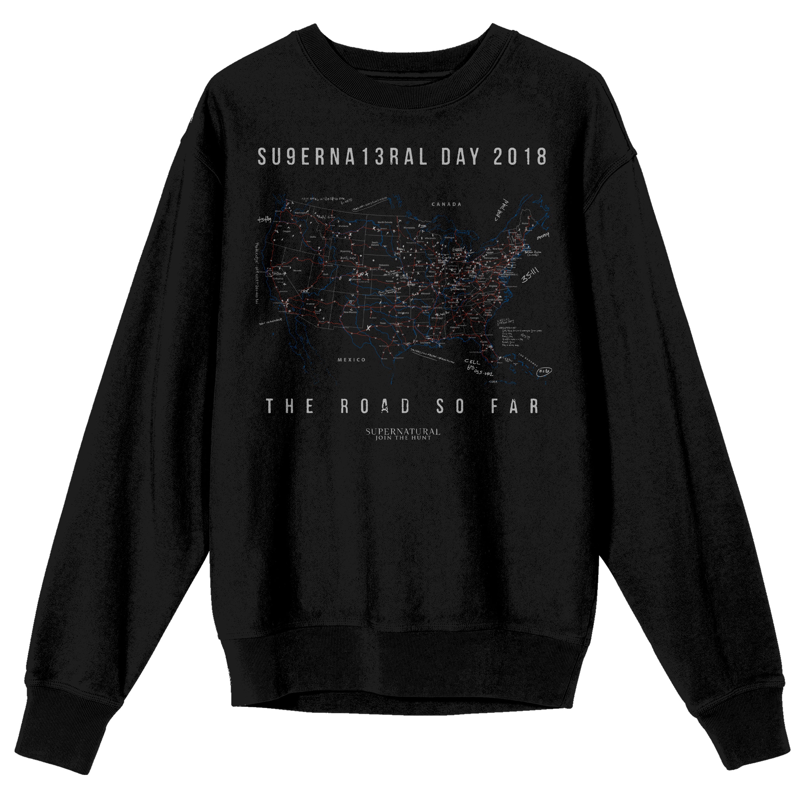 Supernatural The Road So Far Crew Neck Long Sleeve Adult Sweatshirt-XL