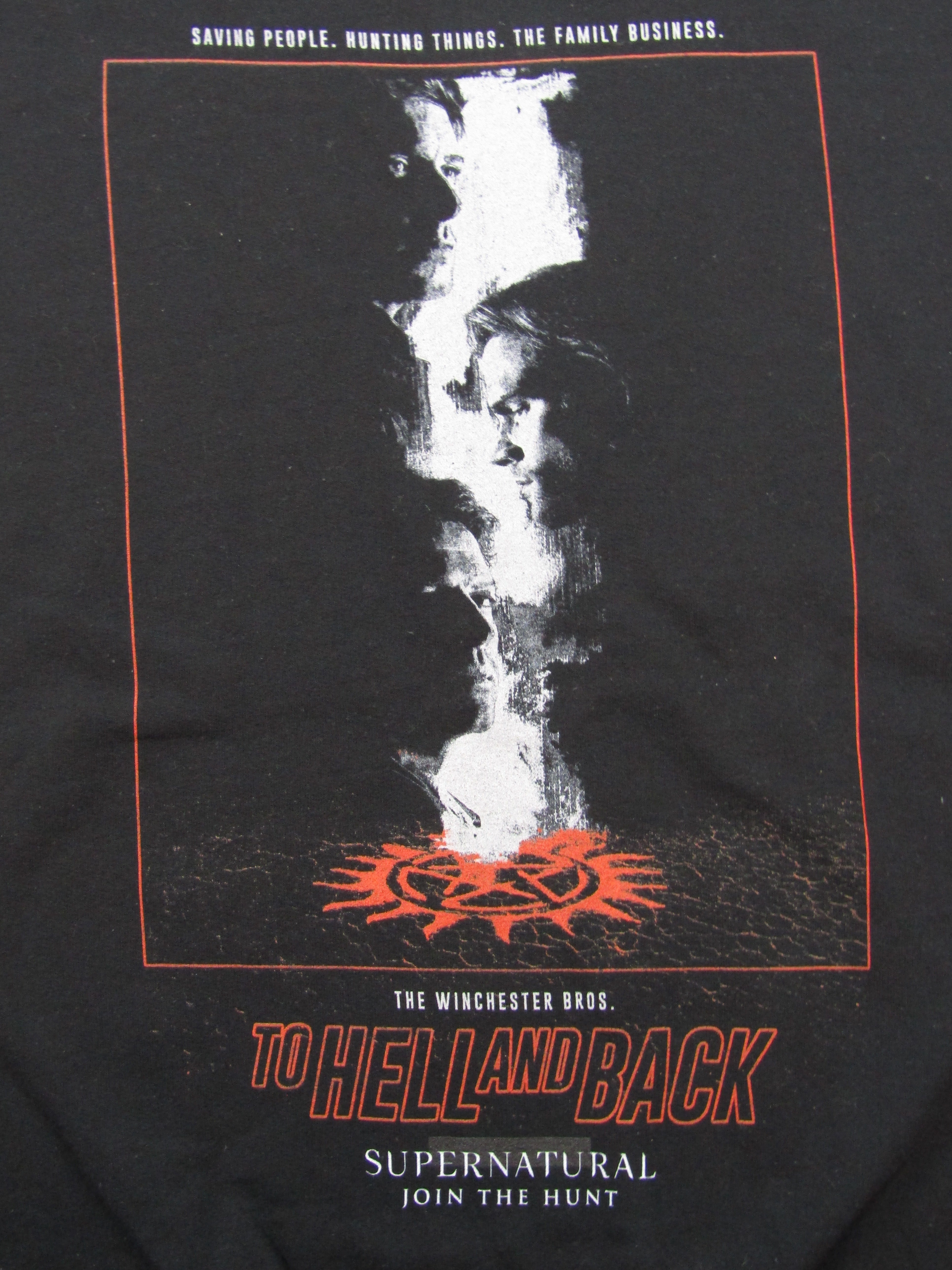 Supernatural To Hell And Back Crew Neck Long Sleeve Black Adult Sweatshirt-XL