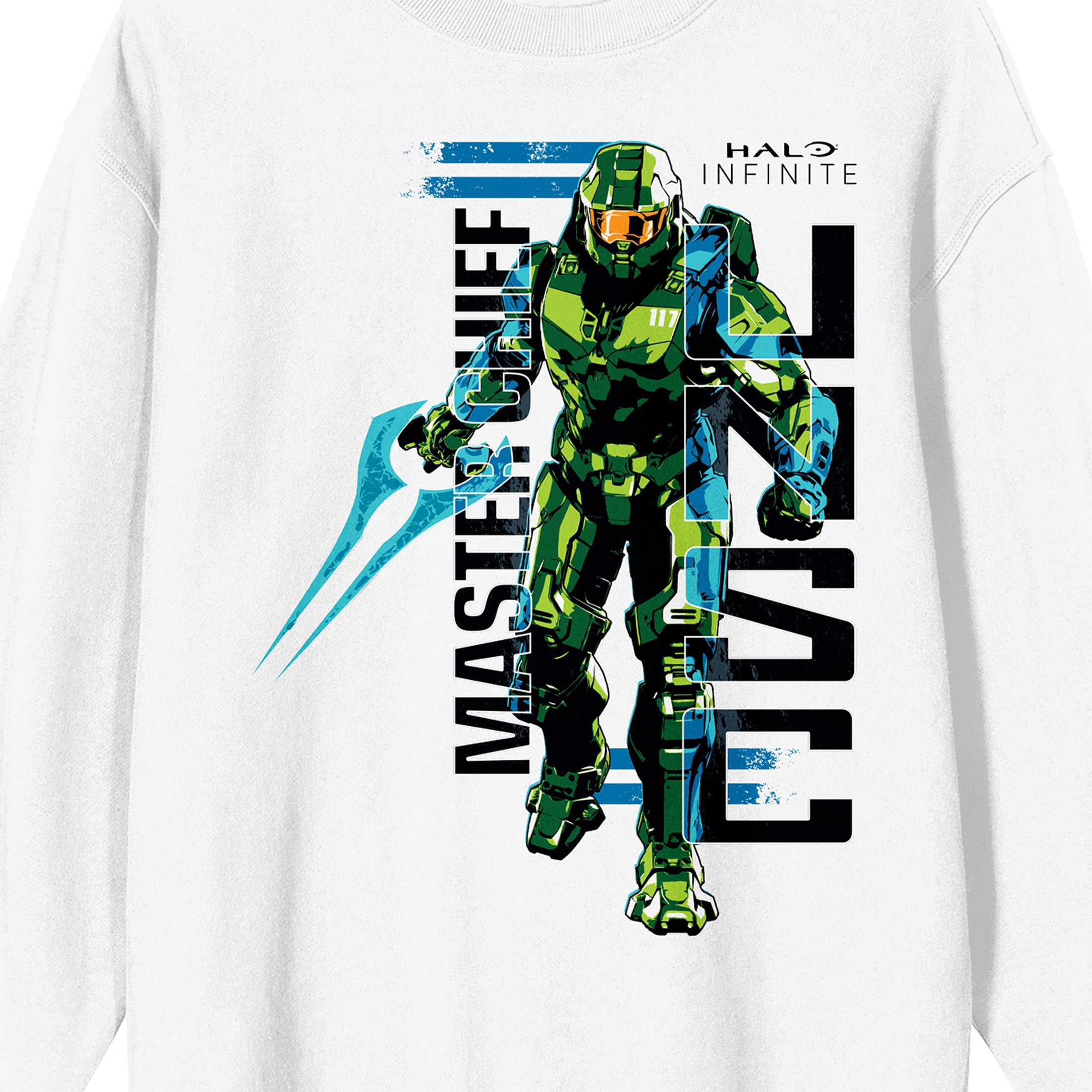 Halo Infinite Master Chief UNSC Logo Crew Neck Long Sleeve White Adult Sweatshirt