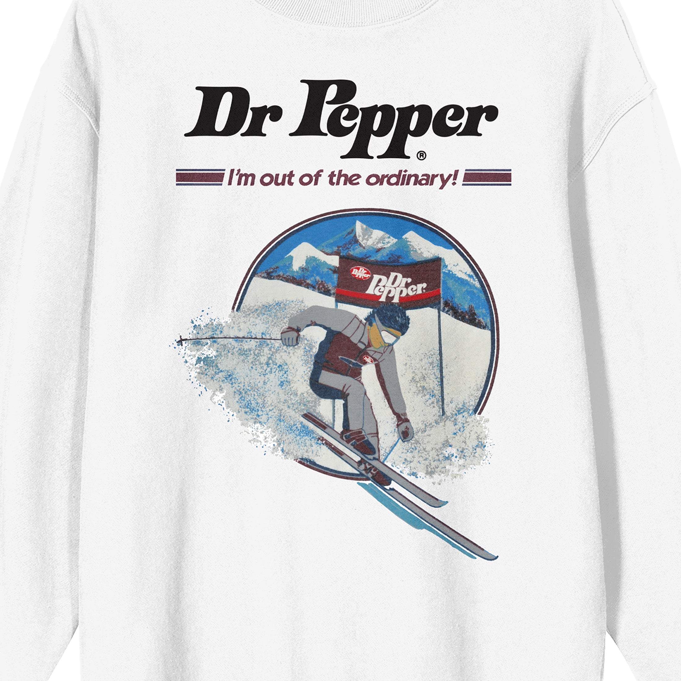 Dr Pepper I'm Out Of The Ordinary Crew Neck Long Sleeve Men's White Sweatshirt -Large