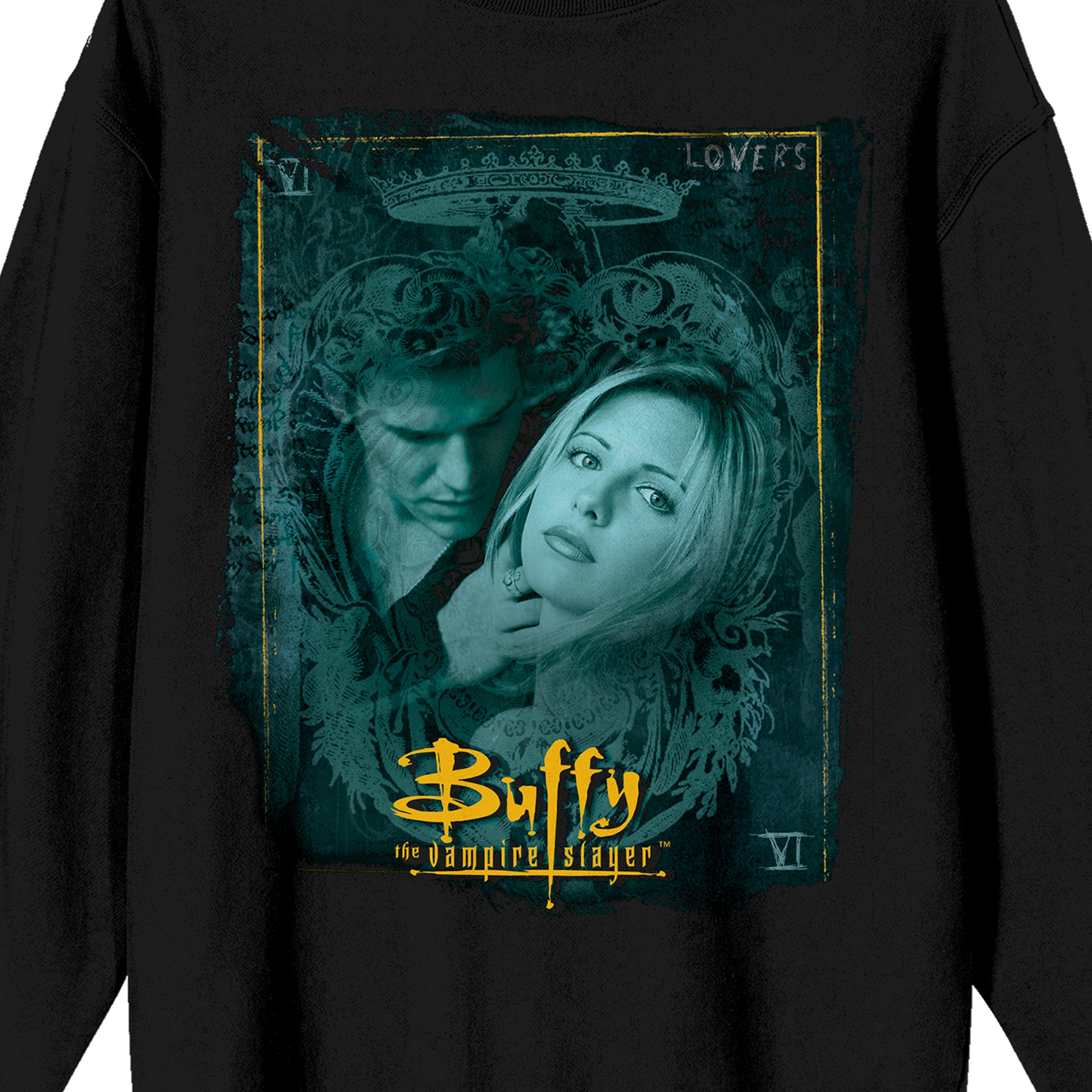 Buffy The Vampire Slayer Crew Neck Long Sleeve Black Adult Sweatshirt-Small