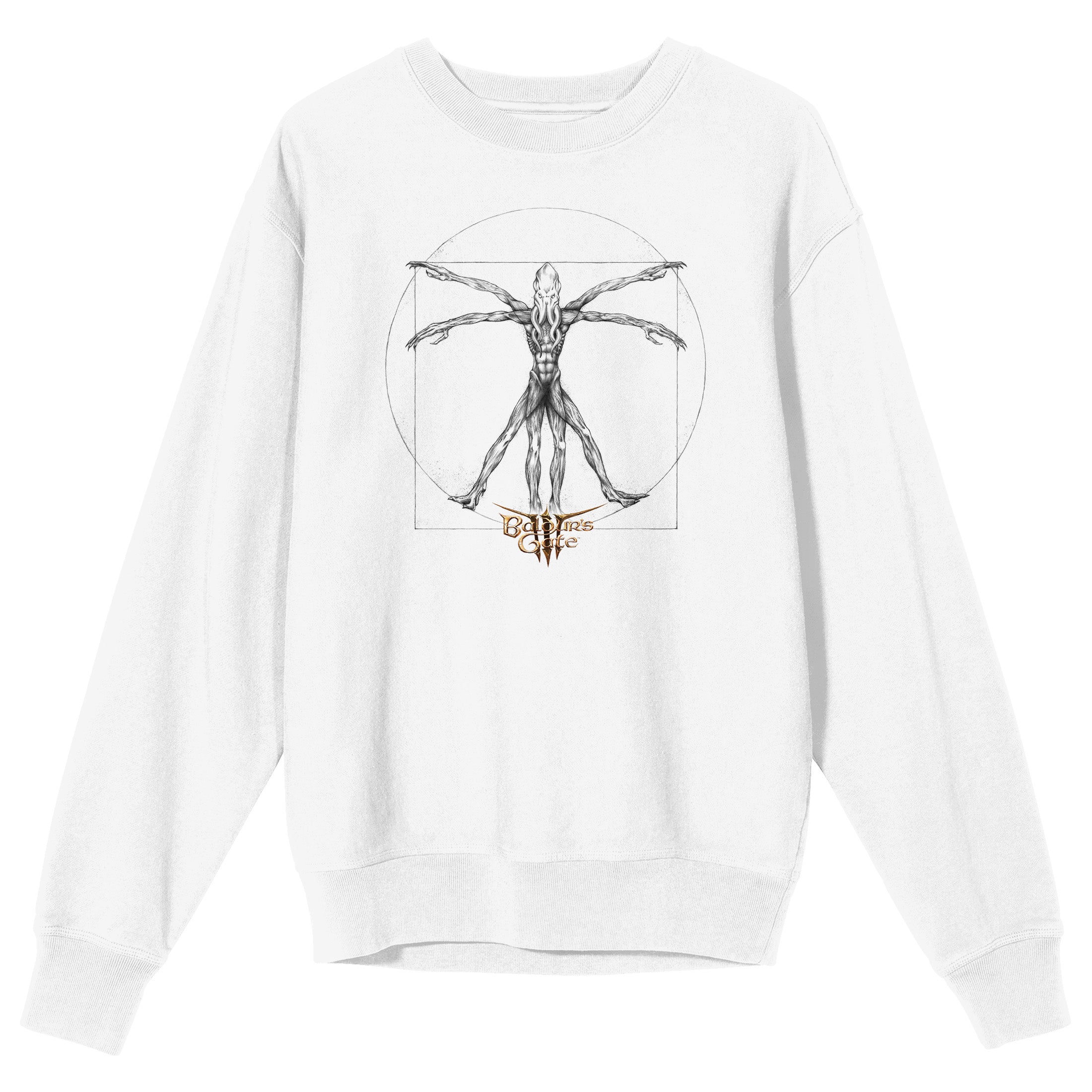 Dungeons & Dragons Monster Anatomy Crew Neck Long Sleeve White Adult Sweatshirt-Medium