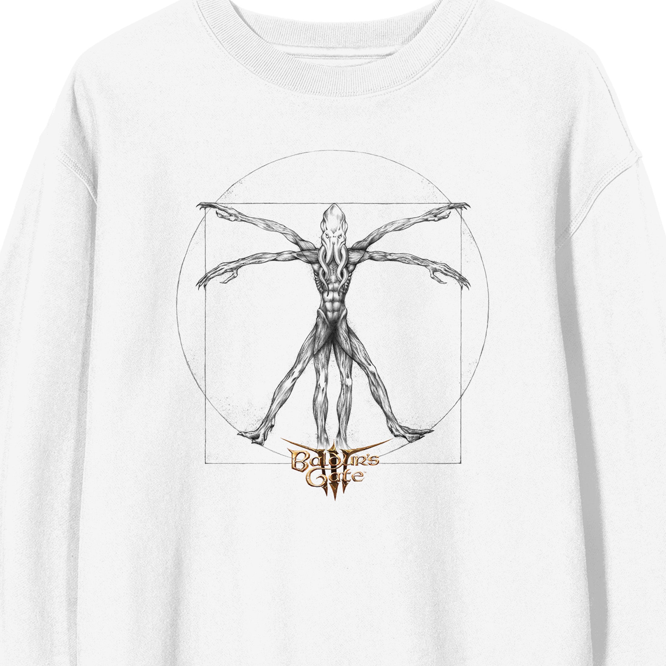 Dungeons & Dragons Monster Anatomy Crew Neck Long Sleeve White Adult Sweatshirt-Medium