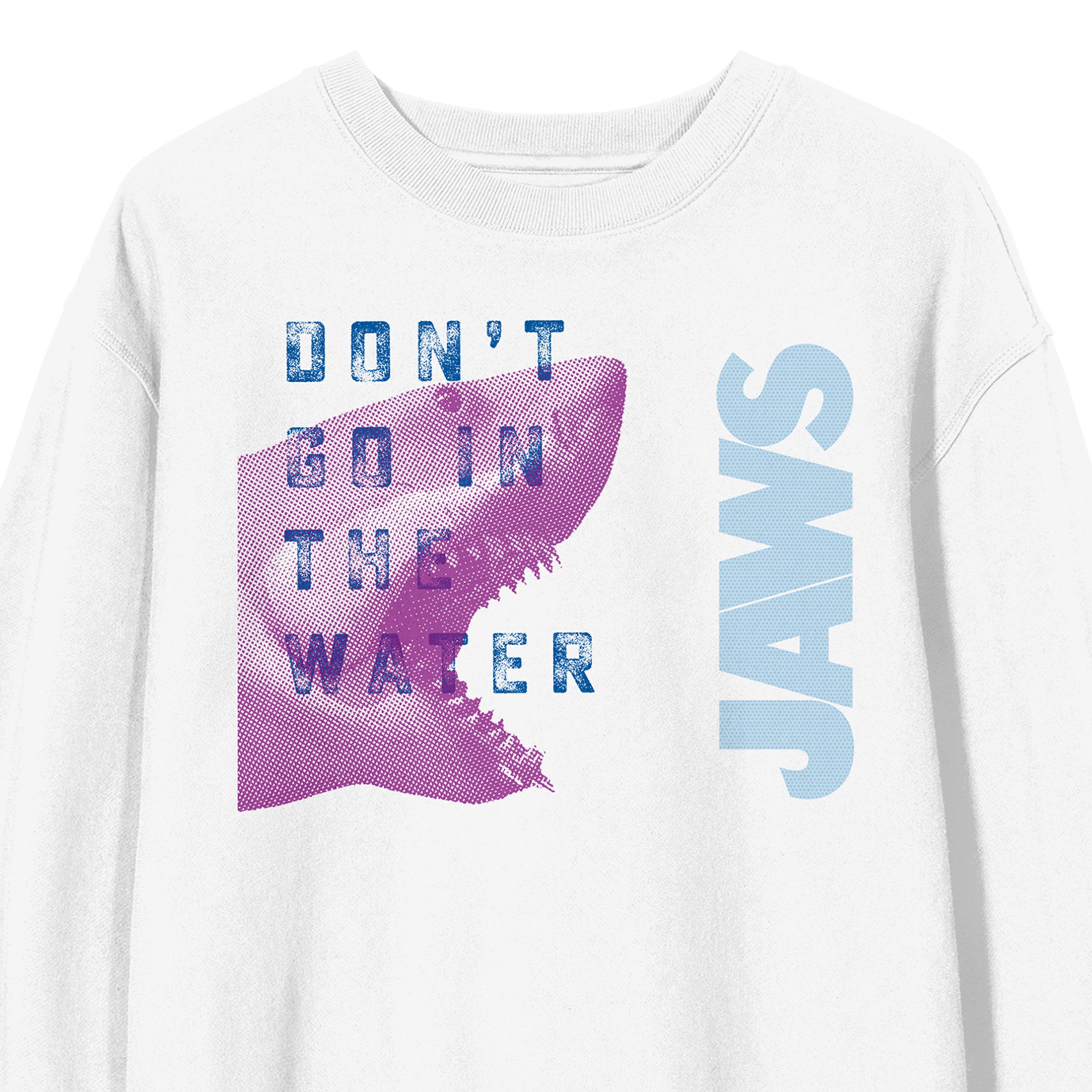Jaws Don't Go In The Water Crew Neck Long Sleeve Men's White Sweatshirt