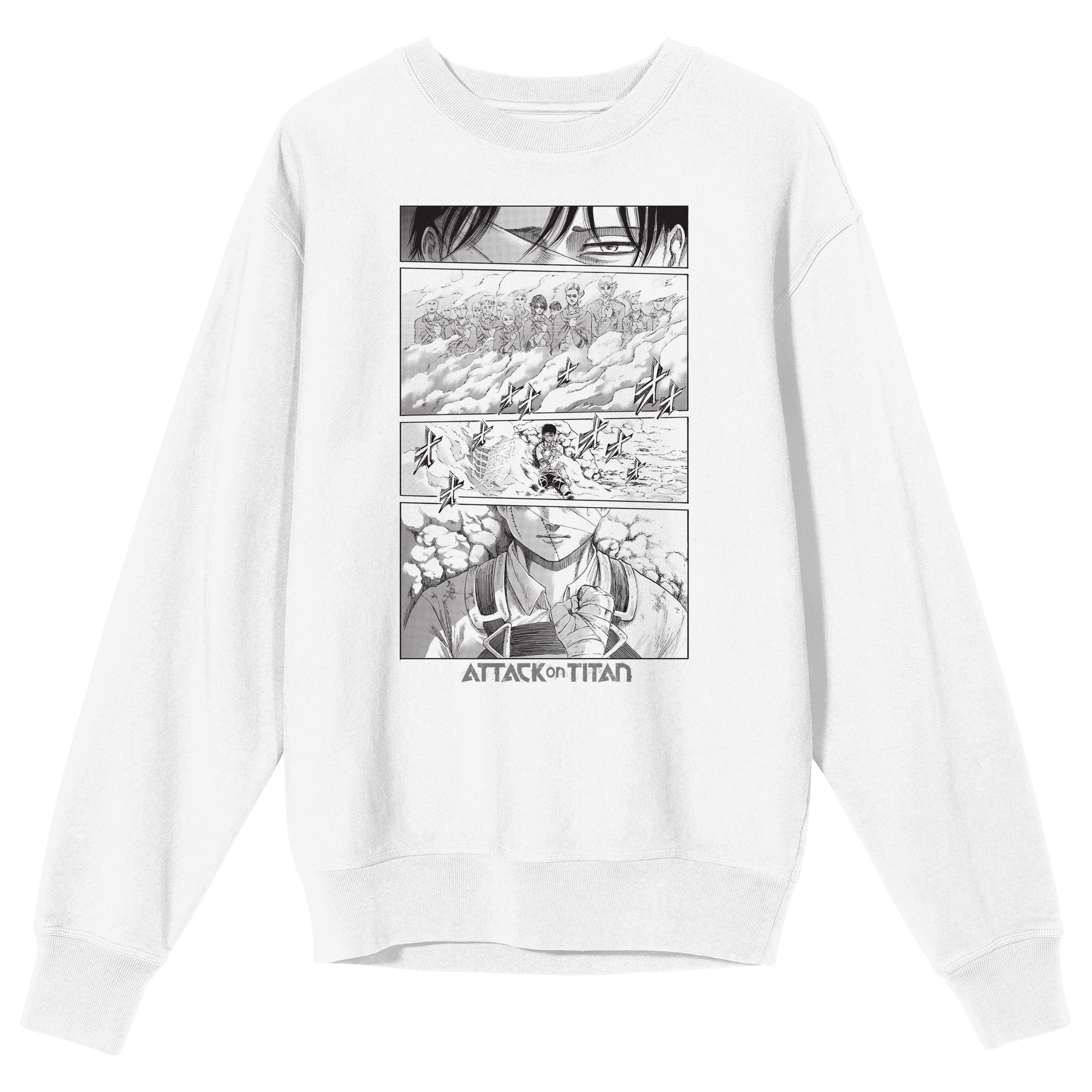 Attack On Titan Levi's Hallucinations Adult White Crew Neck Sweatshirt-Small