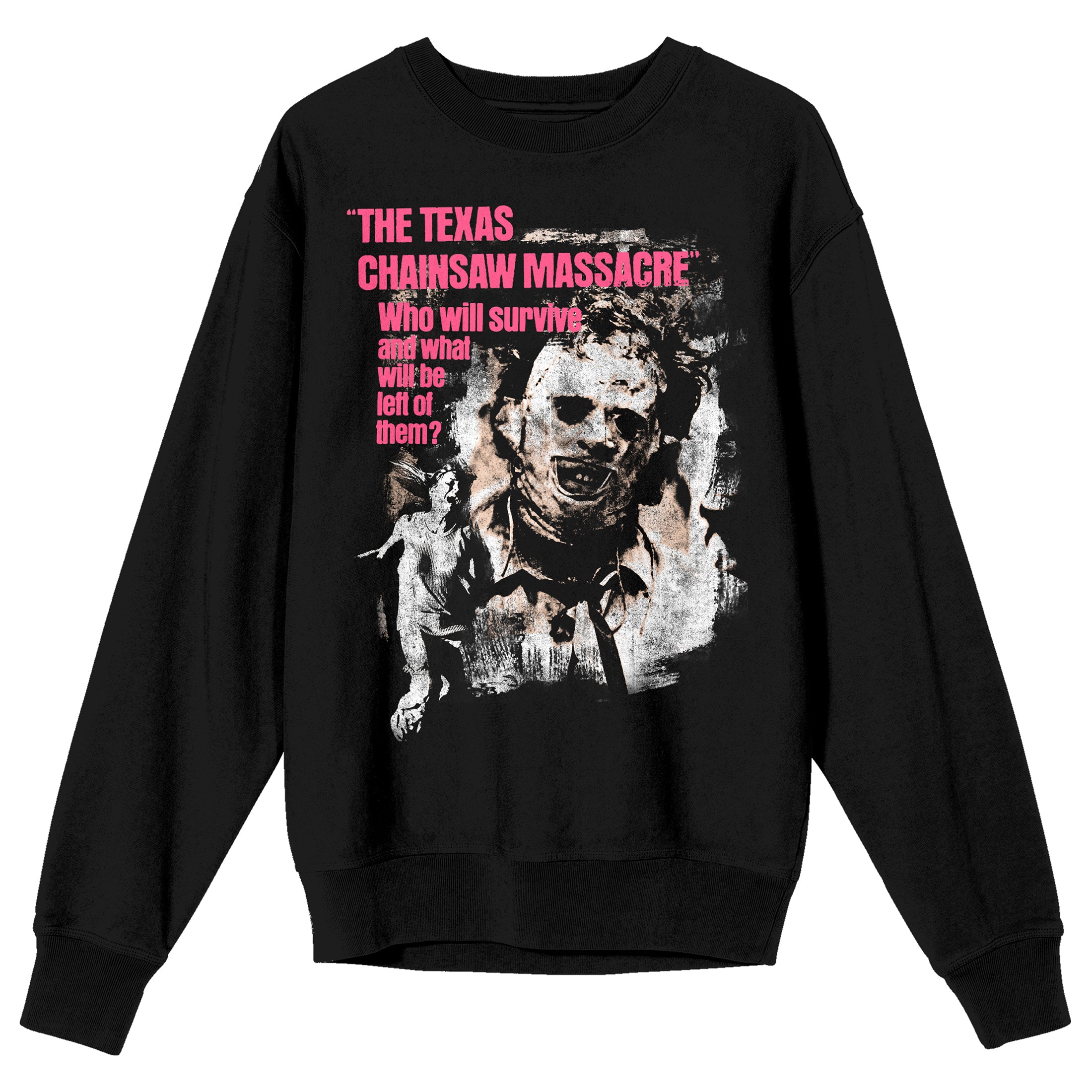 Texas Chainsaw Massacre Leatherface Adult Black Crew Neck Sweatshirt-XL