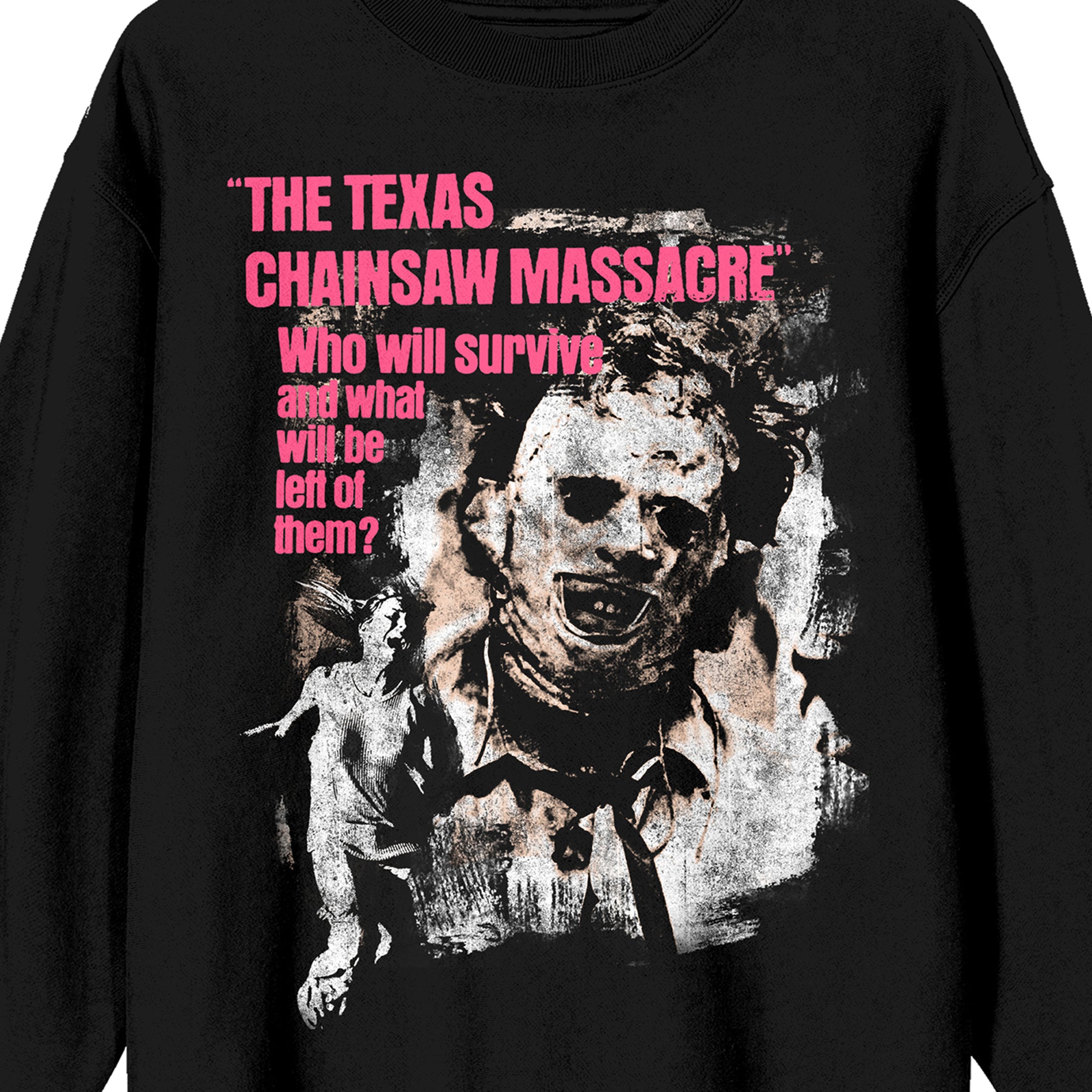 Texas Chainsaw Massacre Leatherface Adult Black Crew Neck Sweatshirt-XL