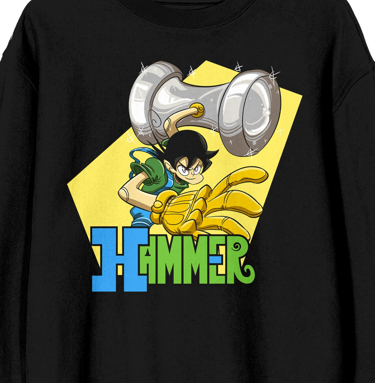 Hammer Stud Hammer Hand Pose Crew Neck Long Sleeve Black Adult Sweatshirt-XXL