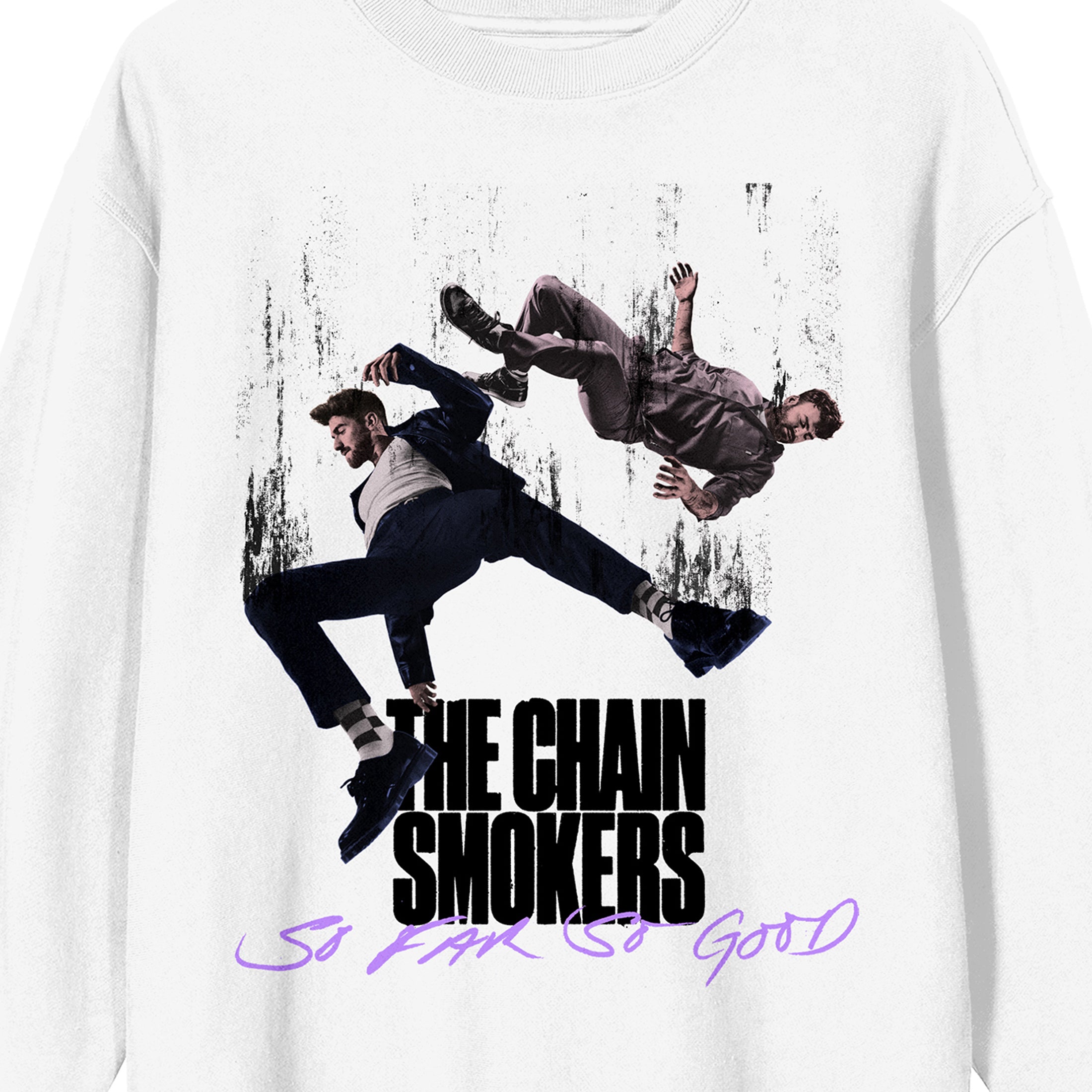The Chainsmokers Falling Artists So Far So Good Crew Neck Long Sleeve White Adult Sweatshirt-Medium