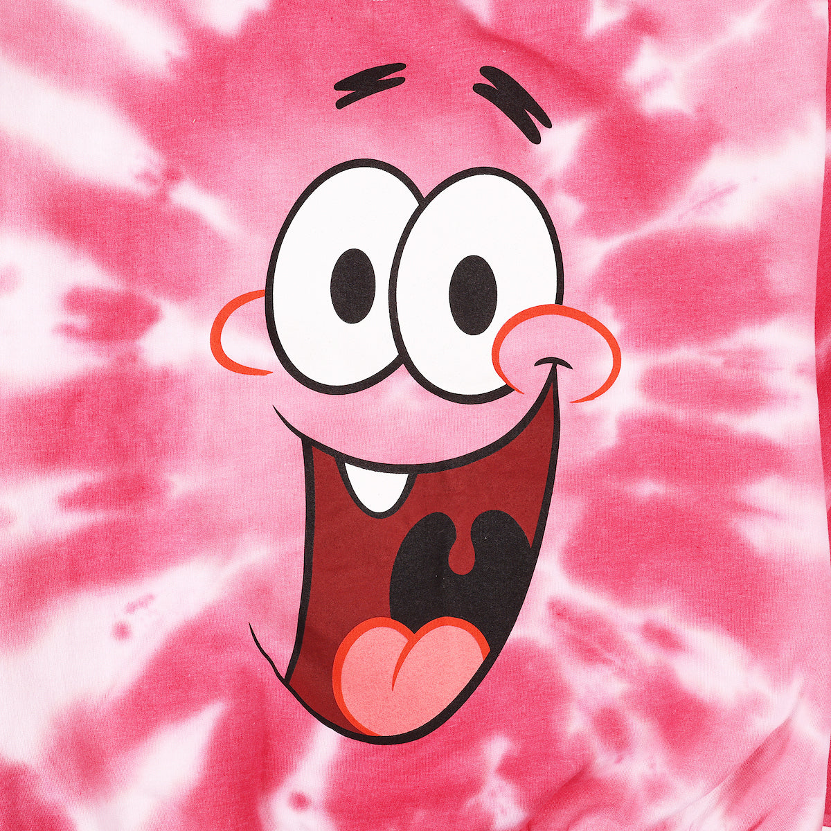 Spongebob Squarepants Big Face Patrick Men's Pink Spiral Wash Crew Neck Long Sleeve Fleece Sweatshirt