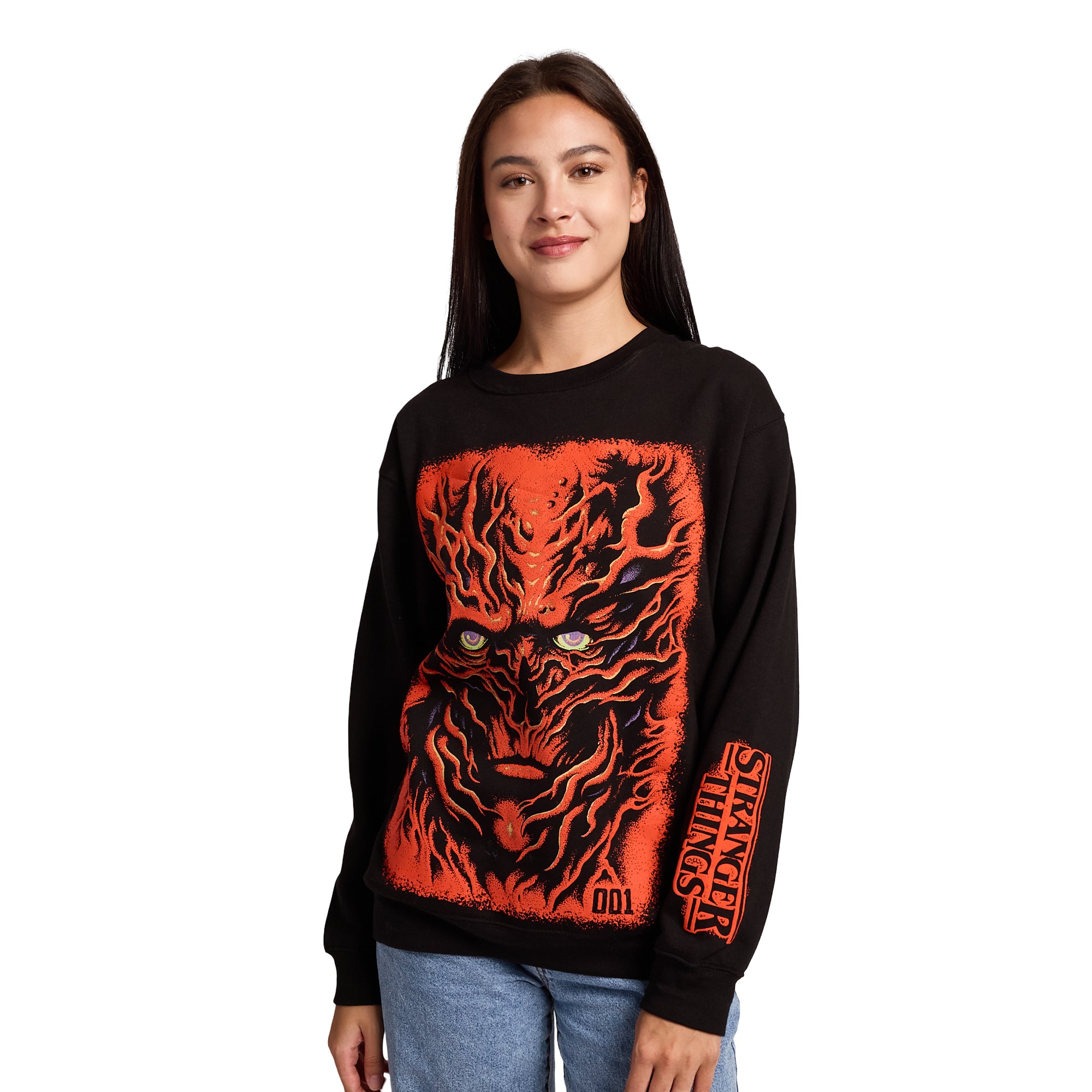 Stranger Things Vecna Puff Print on Men's Black Sweatshirt