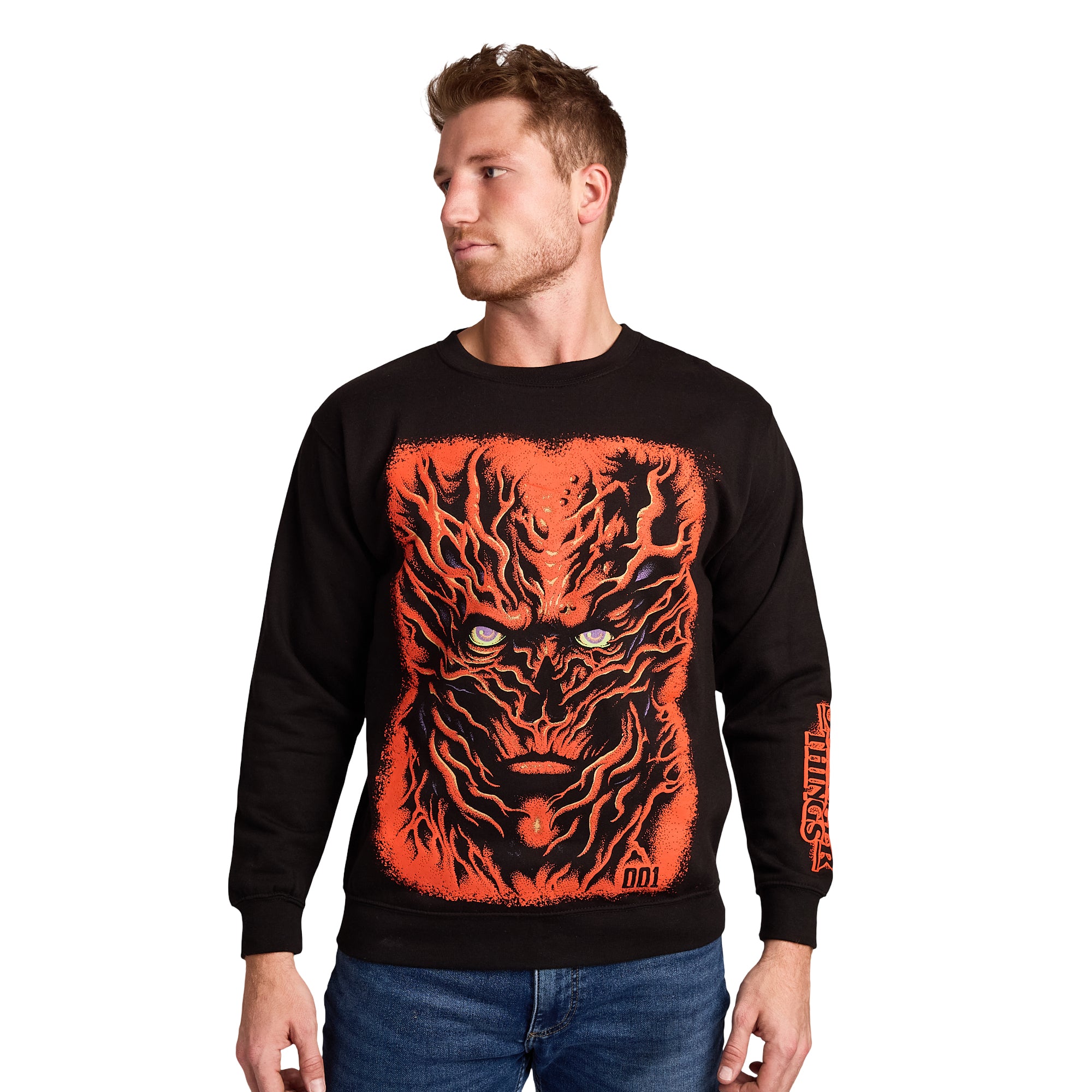 Stranger Things Vecna Puff Print on Men's Black Sweatshirt