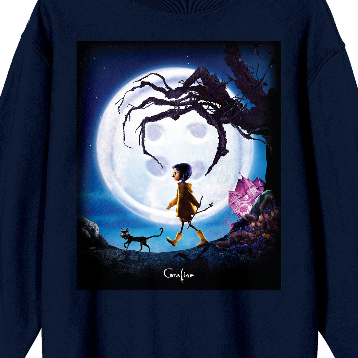 Coraline Poster Art Adult Navy Crew Neck Long Sleeve Sweatshirt