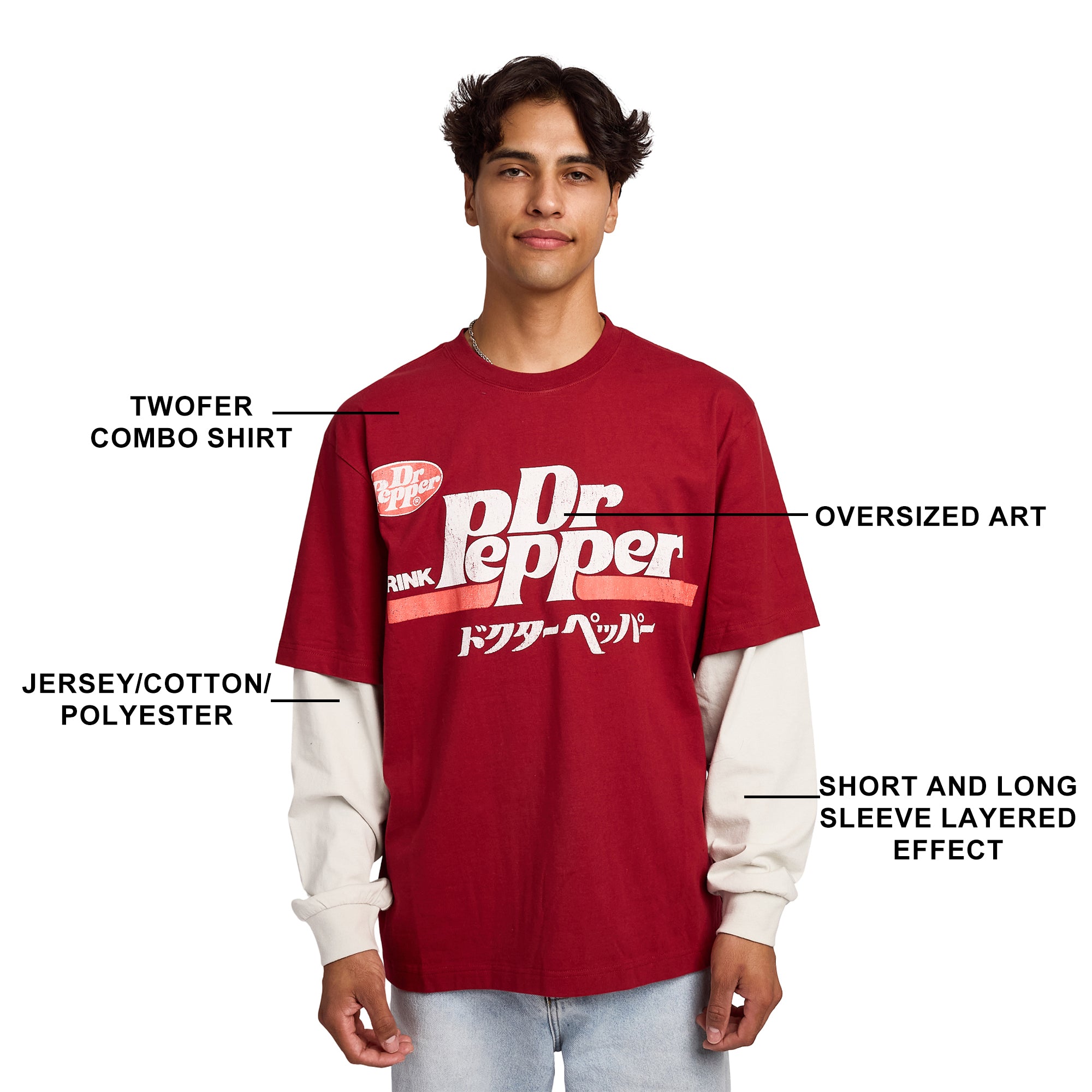 Dr Pepper Drink Dr Pepper Kanji Men's Twofer Combo Shirt