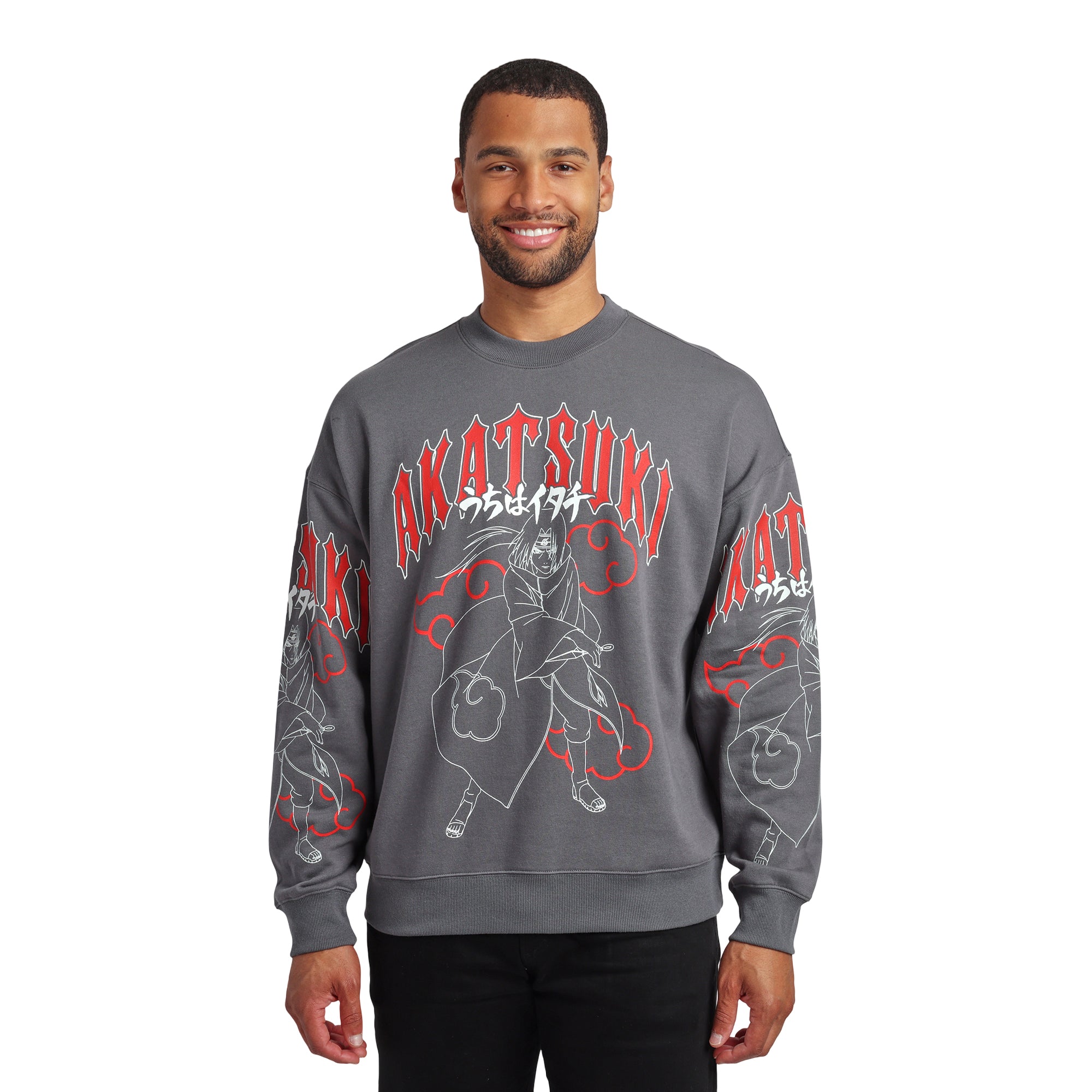 Naruto Akatsuki Kanji Men’s Gray Crew Neck Sweatshirt