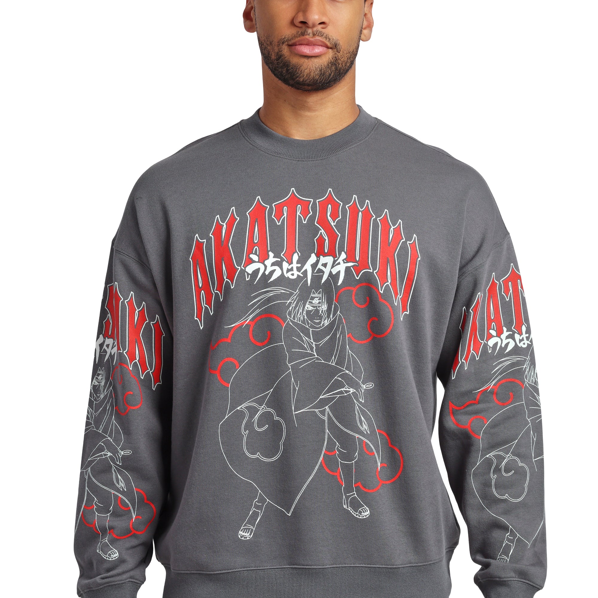 Naruto Akatsuki Kanji Men’s Gray Crew Neck Sweatshirt