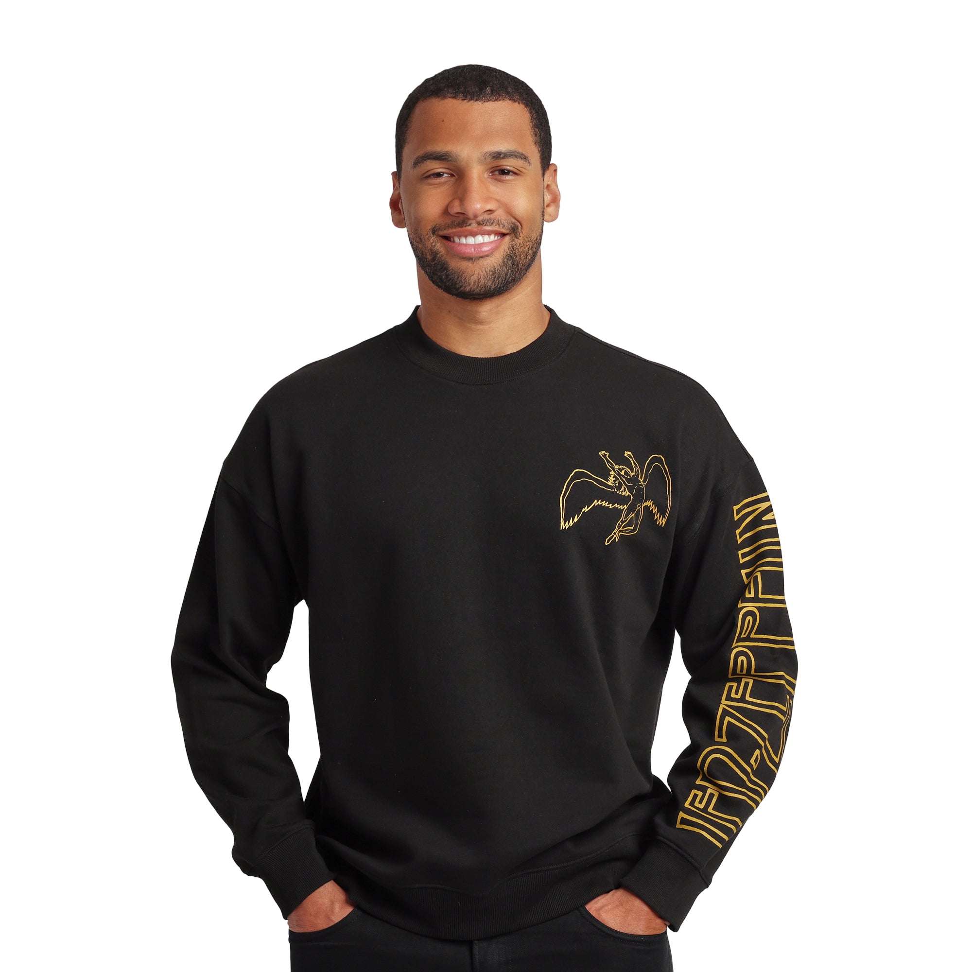 Led Zeppelin Swan Song Iconography Men’s Oversized Black Crew Neck Sweatshirt