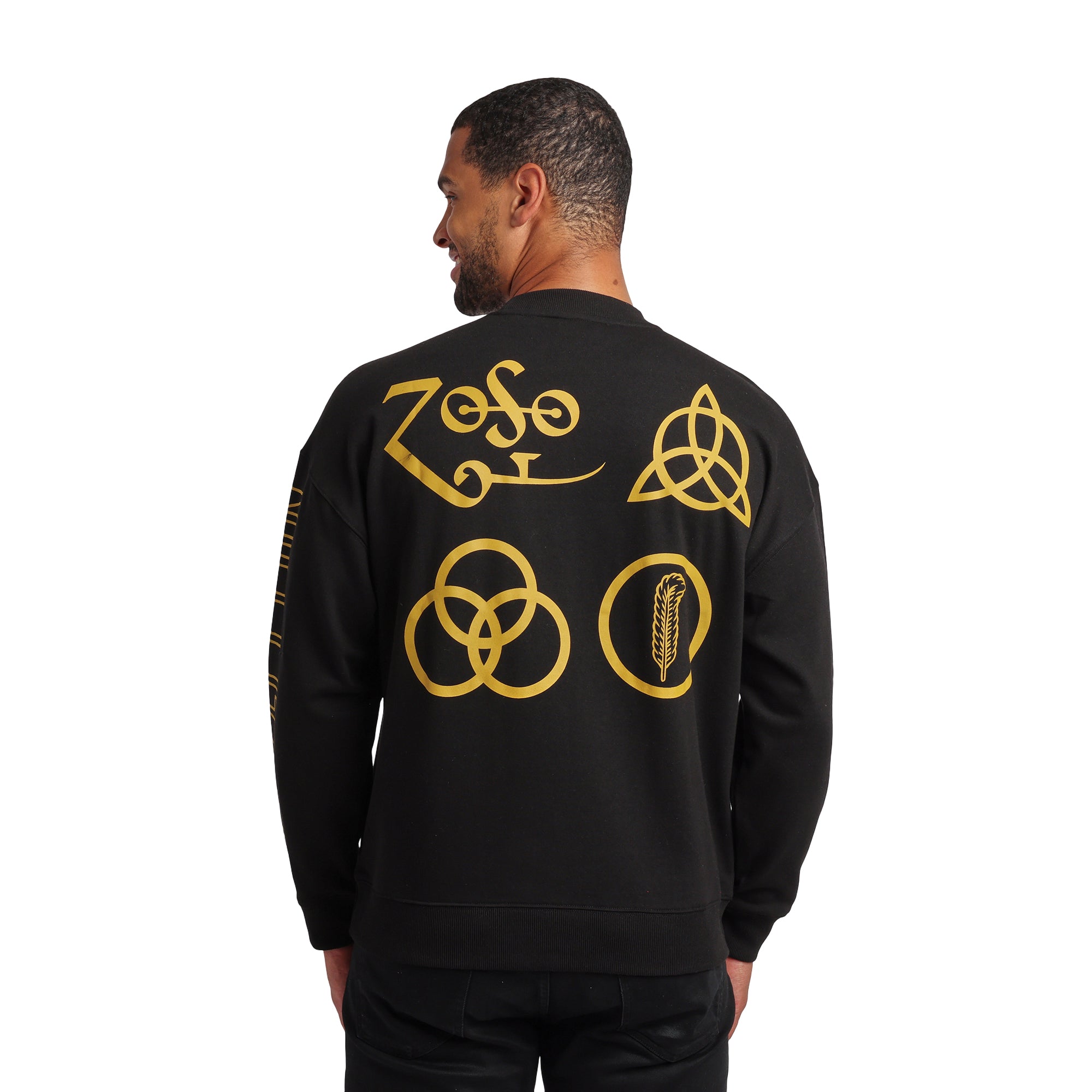 Led Zeppelin Swan Song Iconography Men’s Oversized Black Crew Neck Sweatshirt