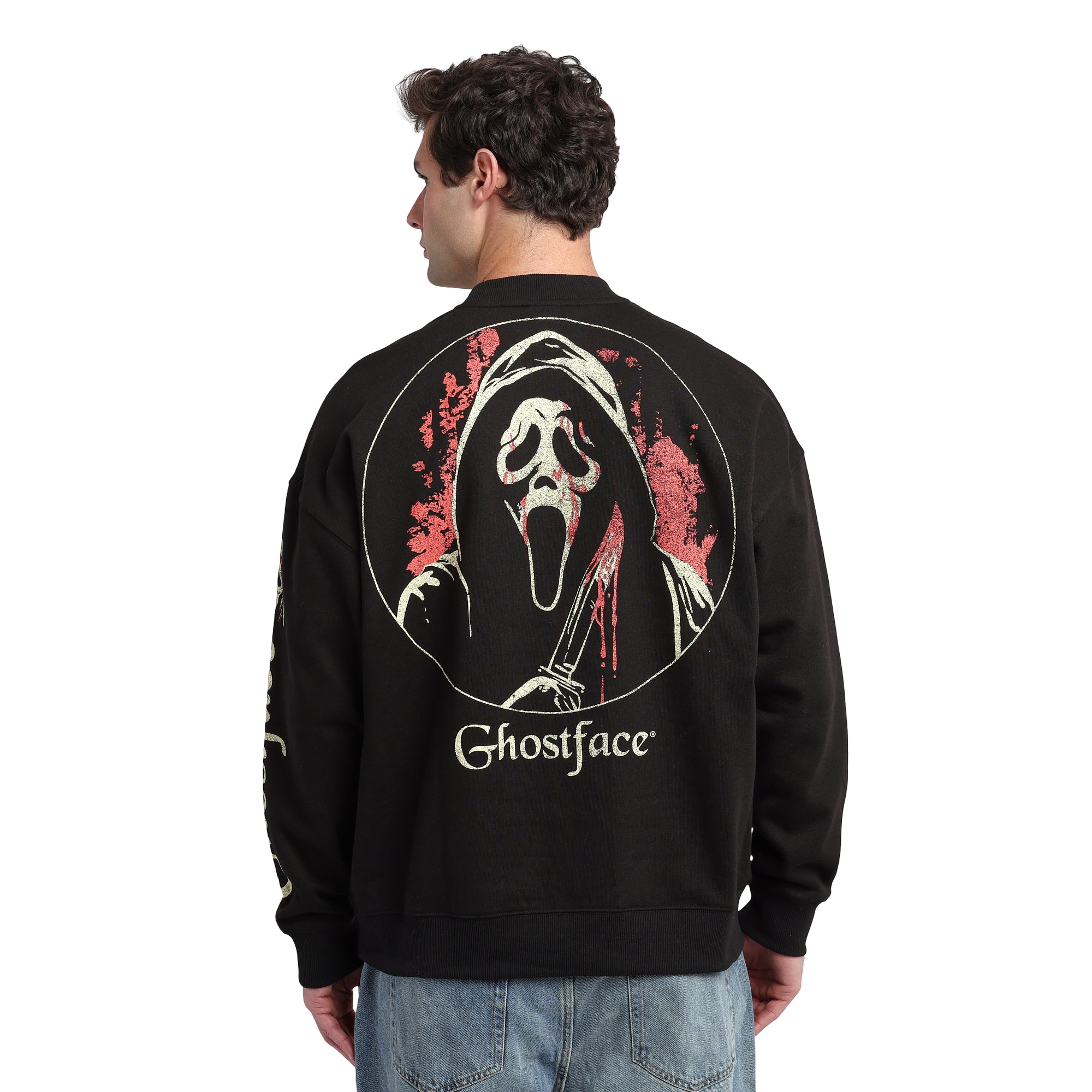 Ghostface Men's Oversized Black Crew Neck Sweatshirt