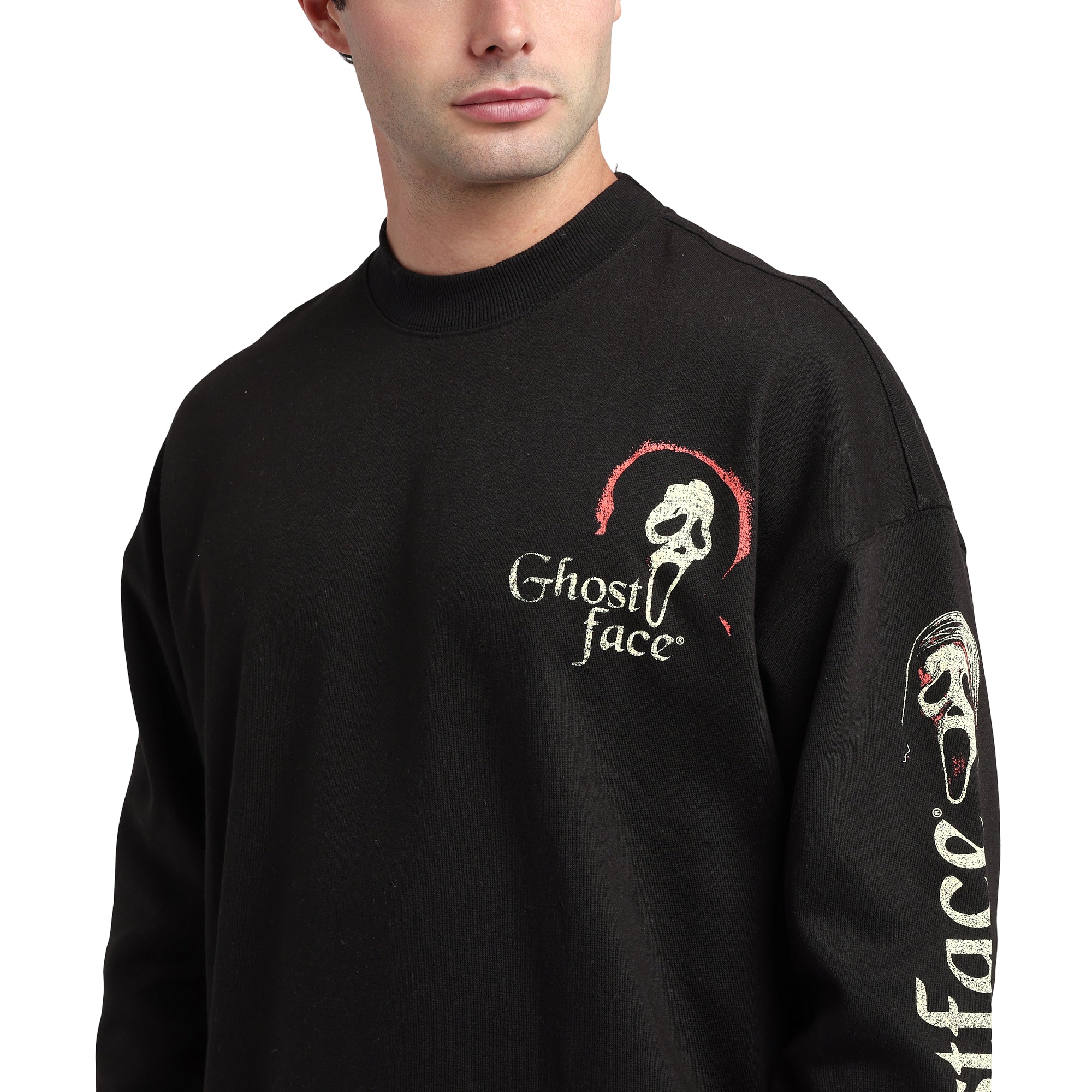 Ghostface Men's Oversized Black Crew Neck Sweatshirt