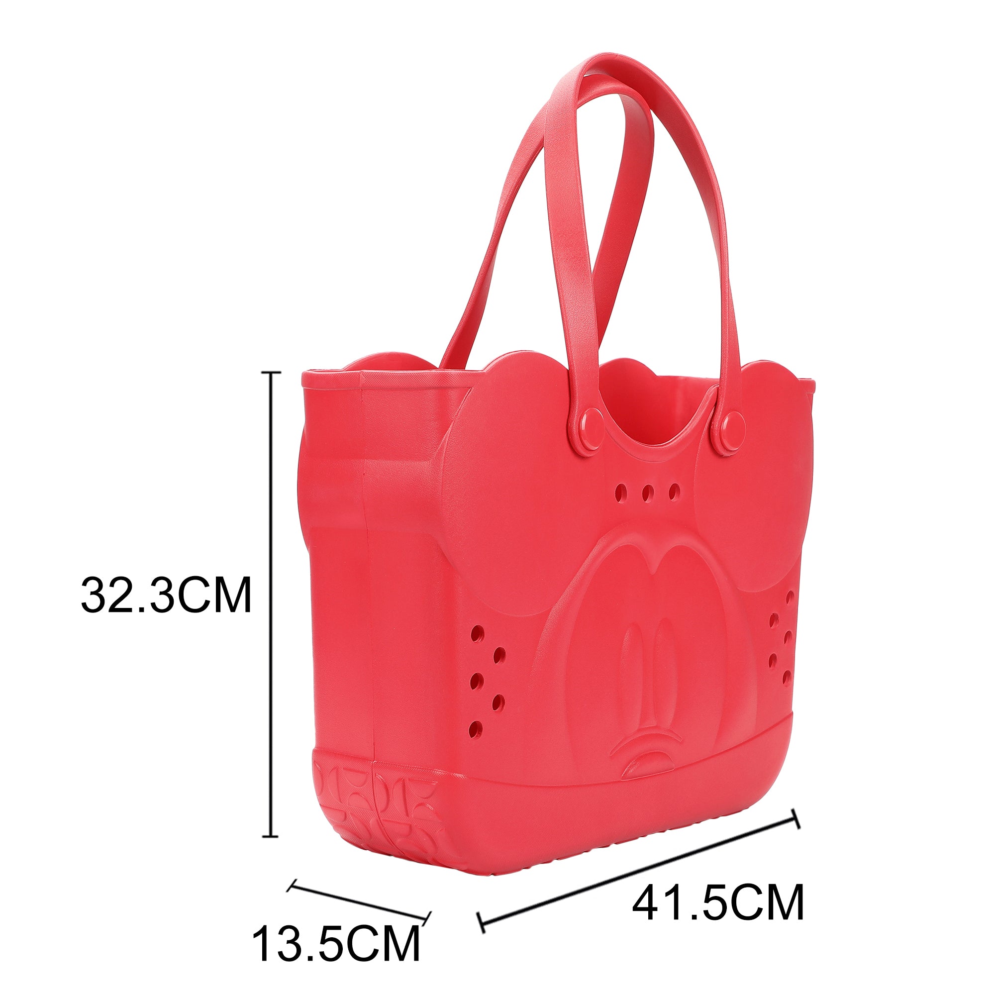 Disney Mickey Mouse 3D Character Face 16.5" Red EVA Molded Gummy Tote