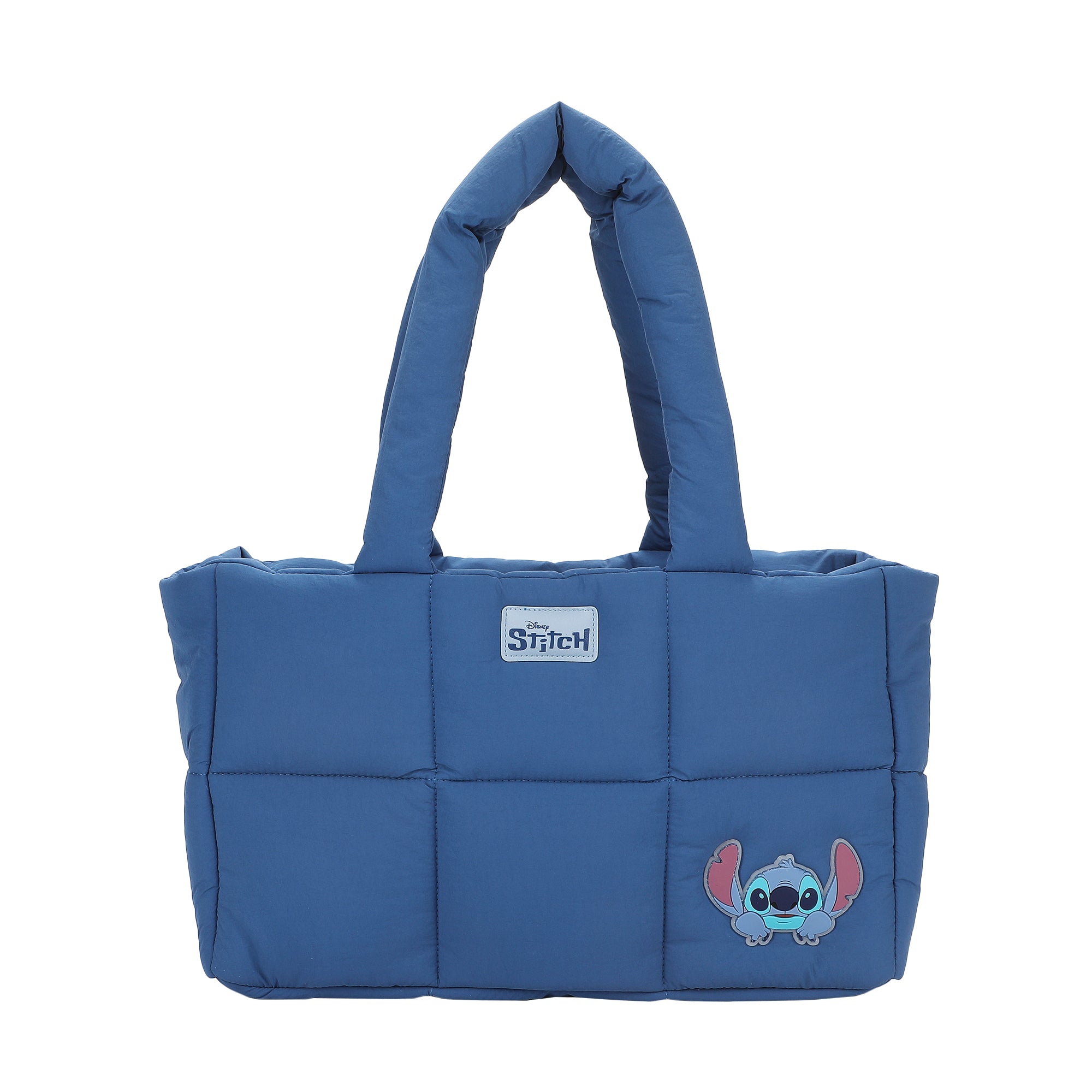 Lilo & Stitch Stitch Quilted Puffer Tote Bag with Rubber and PU Badge