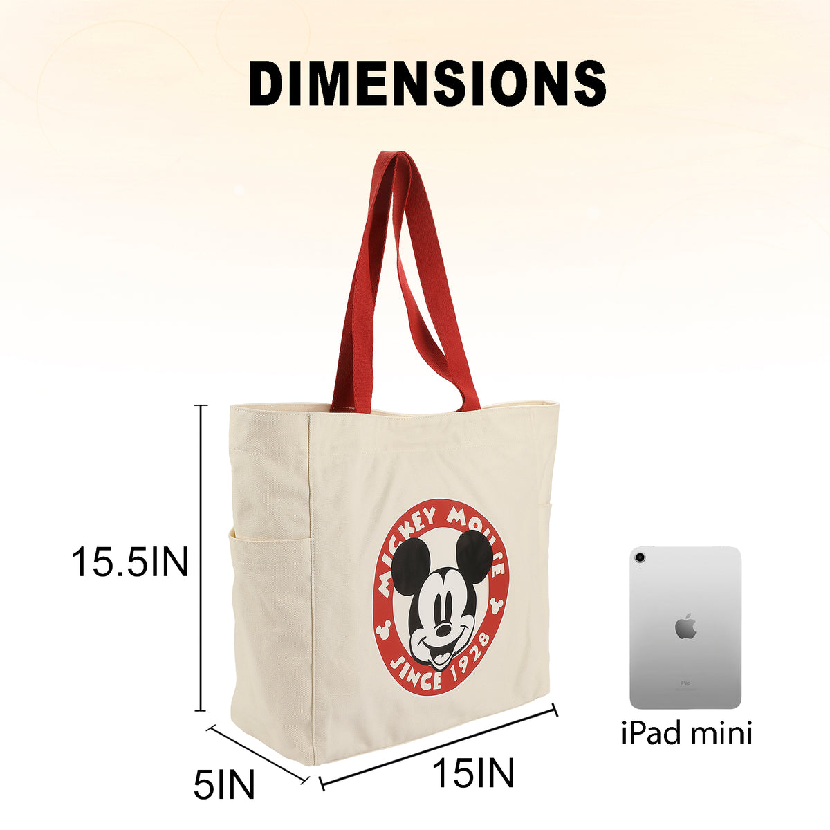 Mickey Mouse Classic Since 1928 15.5-Inch Adult Canvas Tote Bag