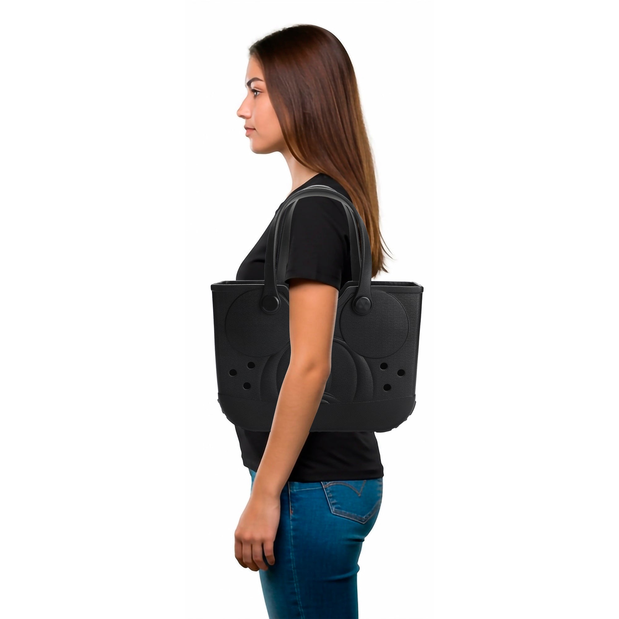 Disney Mickey Mouse 3D Face Black 12.75” Adult Mini EVA Molded Tote Bag