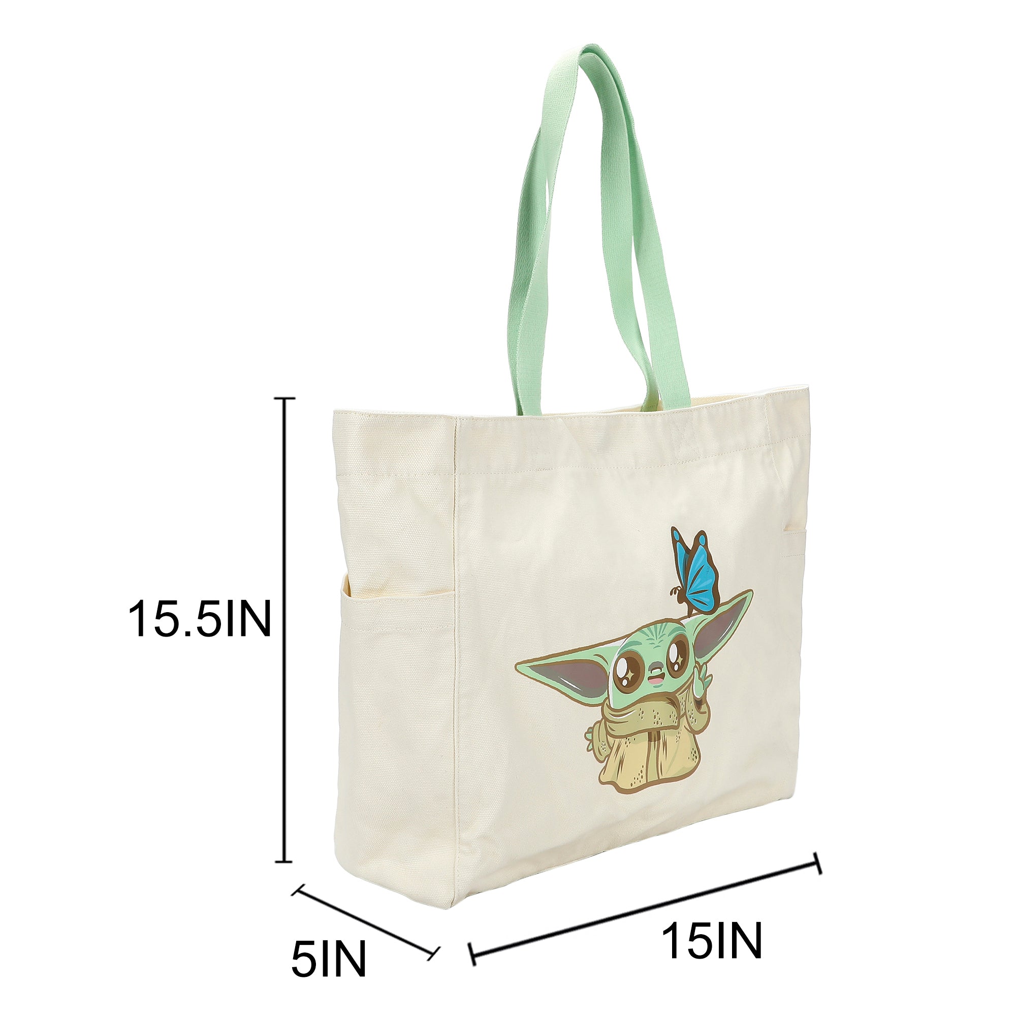 Star Wars: The Mandalorian & Grogu Chibi Grogu & Butterfly 15” Adult Tote Bag