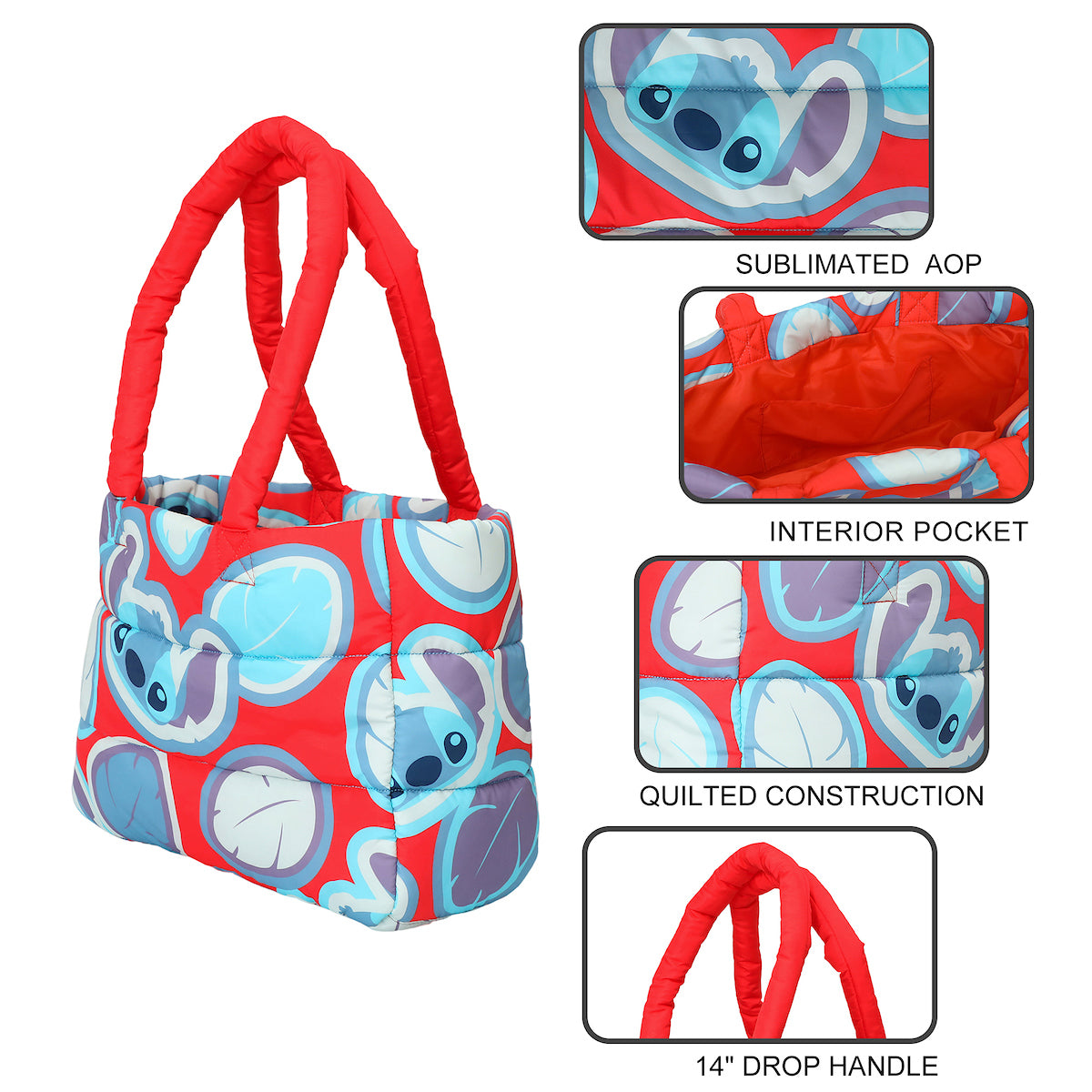Lilo and Stitch Oversized Puffer Tote Bag