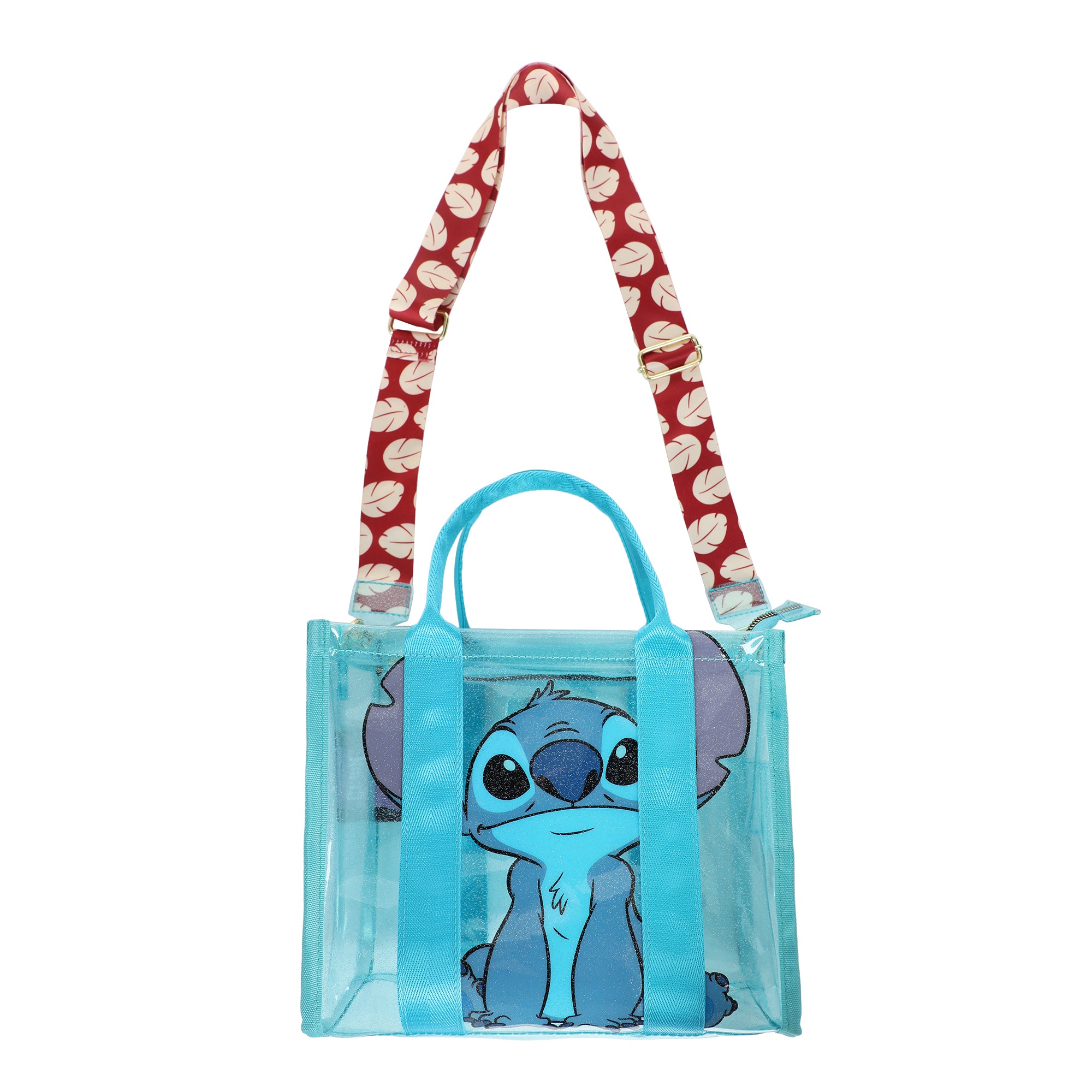 Lilo & Stitch Clear Blue Glitter Print Tote With Detachable Strap