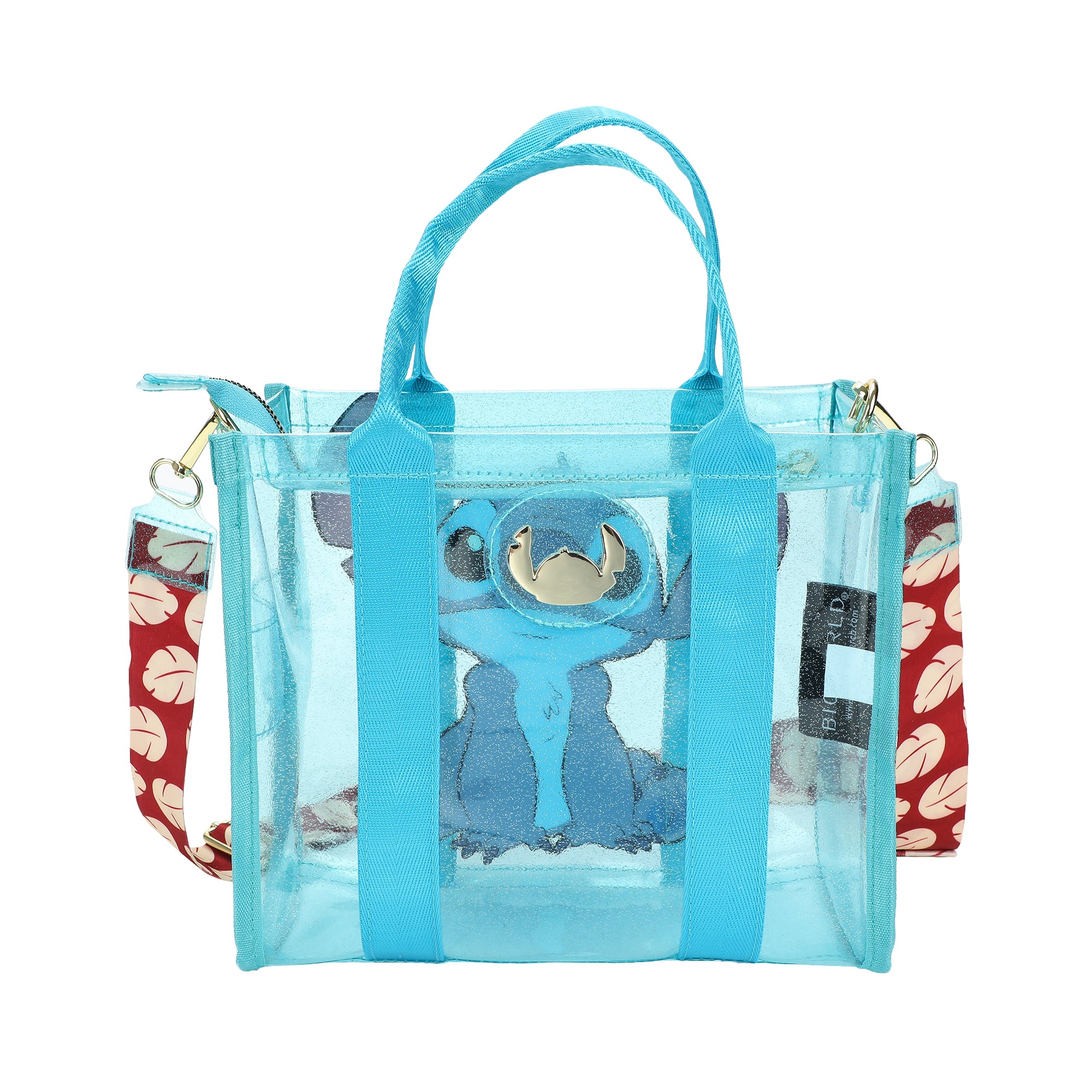 Lilo & Stitch Clear Blue Glitter Print Tote With Detachable Strap