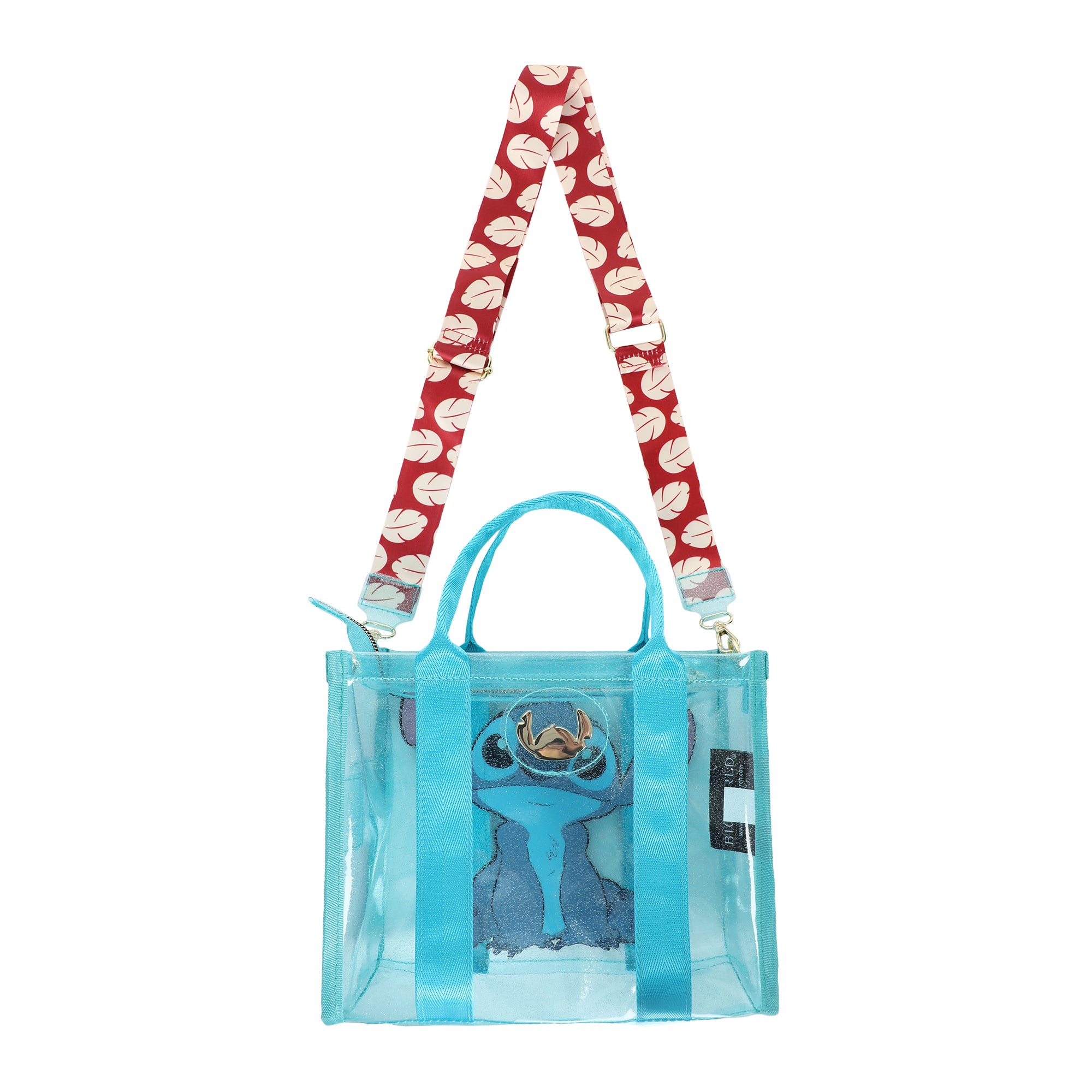 Lilo & Stitch Clear Blue Glitter Print Tote With Detachable Strap