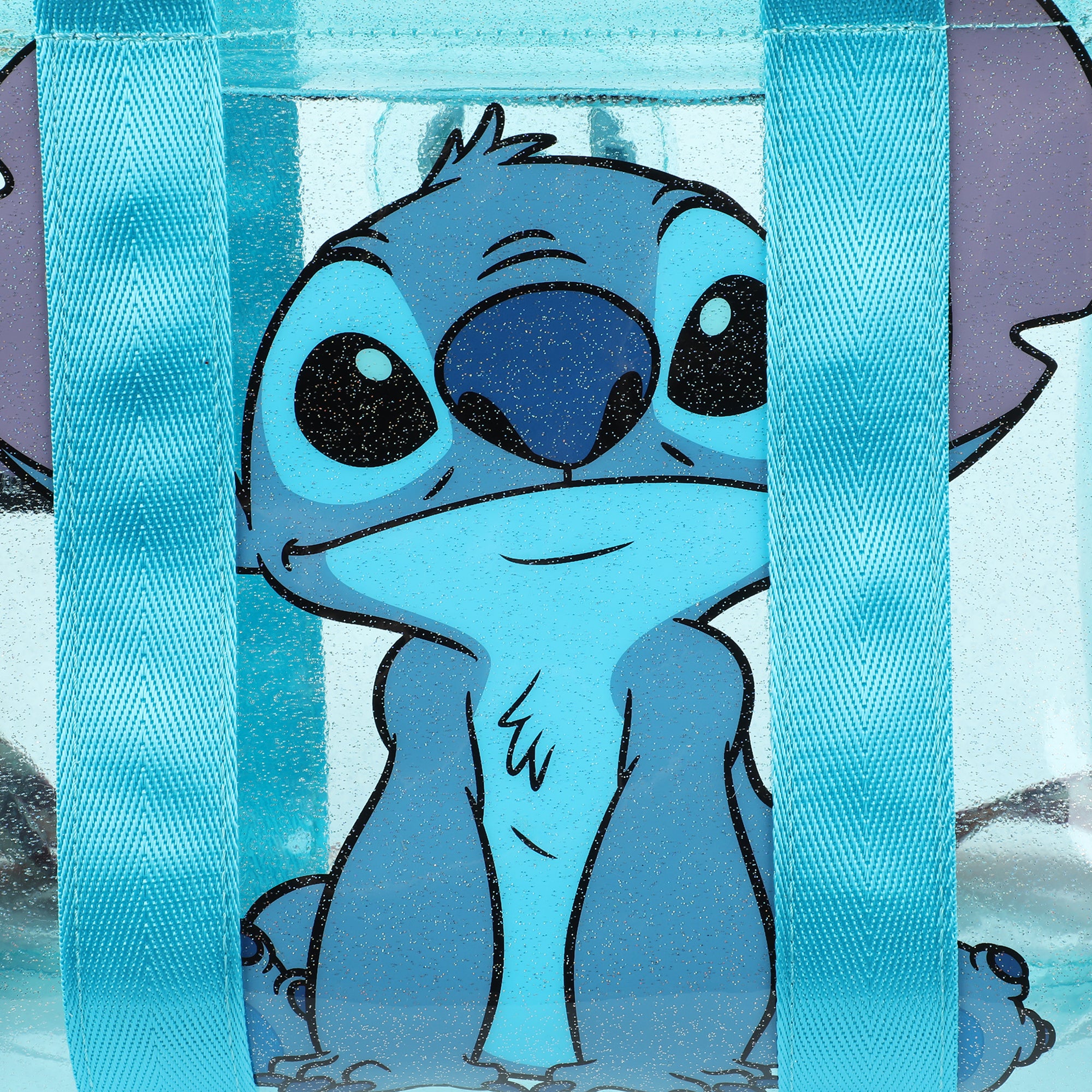 Lilo & Stitch Clear Blue Glitter Print Tote With Detachable Strap