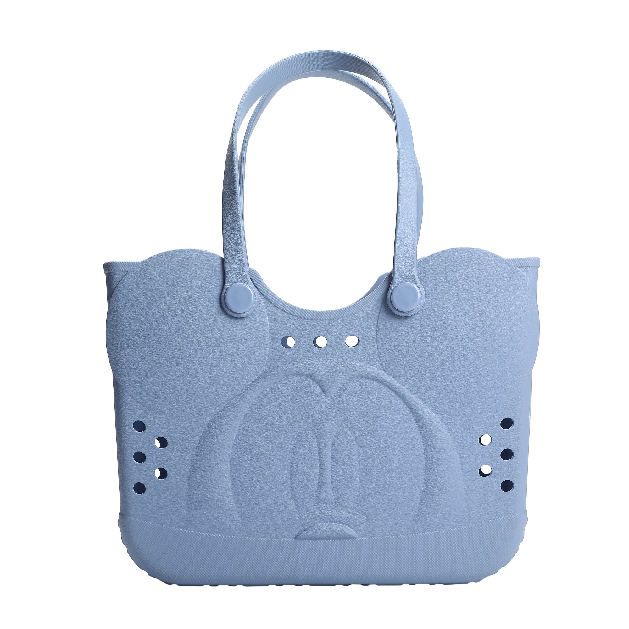 Disney Mickey Mouse EVA Gummy Tote Bag - Waterproof Rubber Beach Bag, Gray Mickey Design, Large 16.5" Carry-All for Pool, Travel & Everyday Use